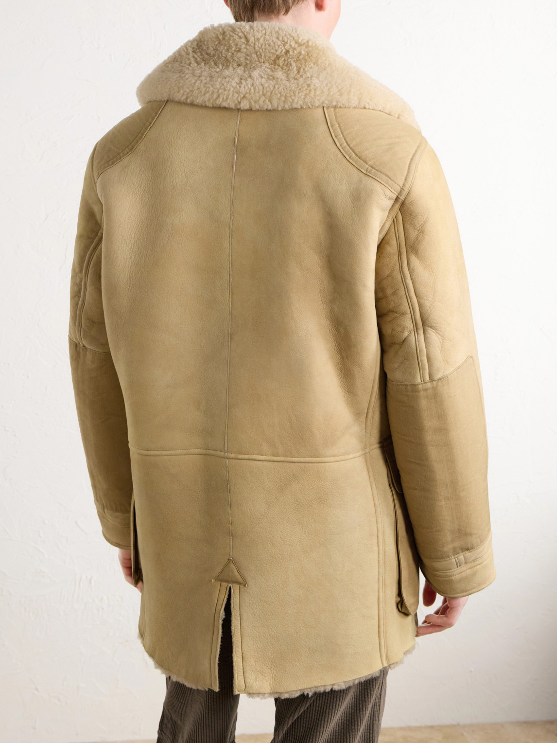 Canvas-Trimmed Shearling Jacket