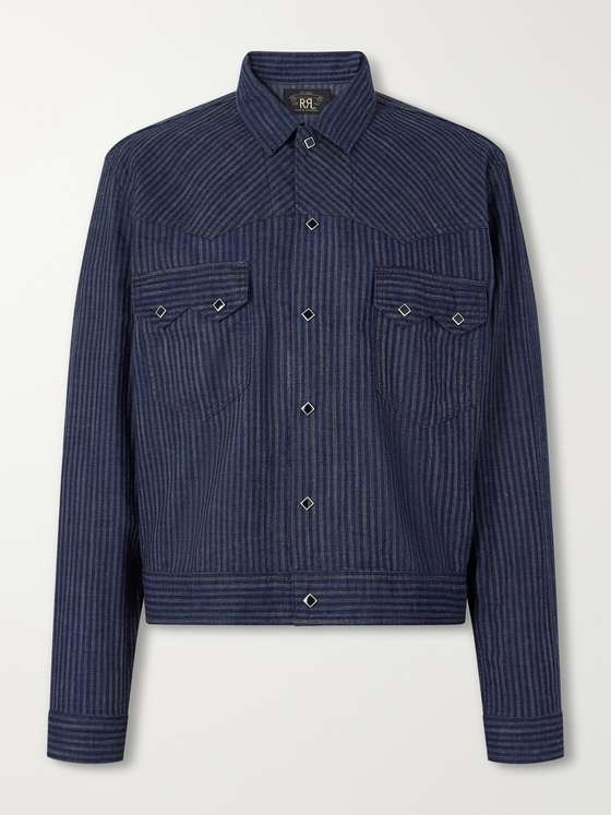 RRL Western Striped Cotton-Jacquard Broken-Twill Overshirt