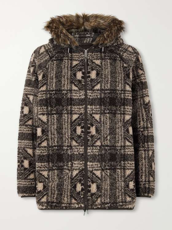RRL Hooded Plush-Trimmed Fleece Jacket