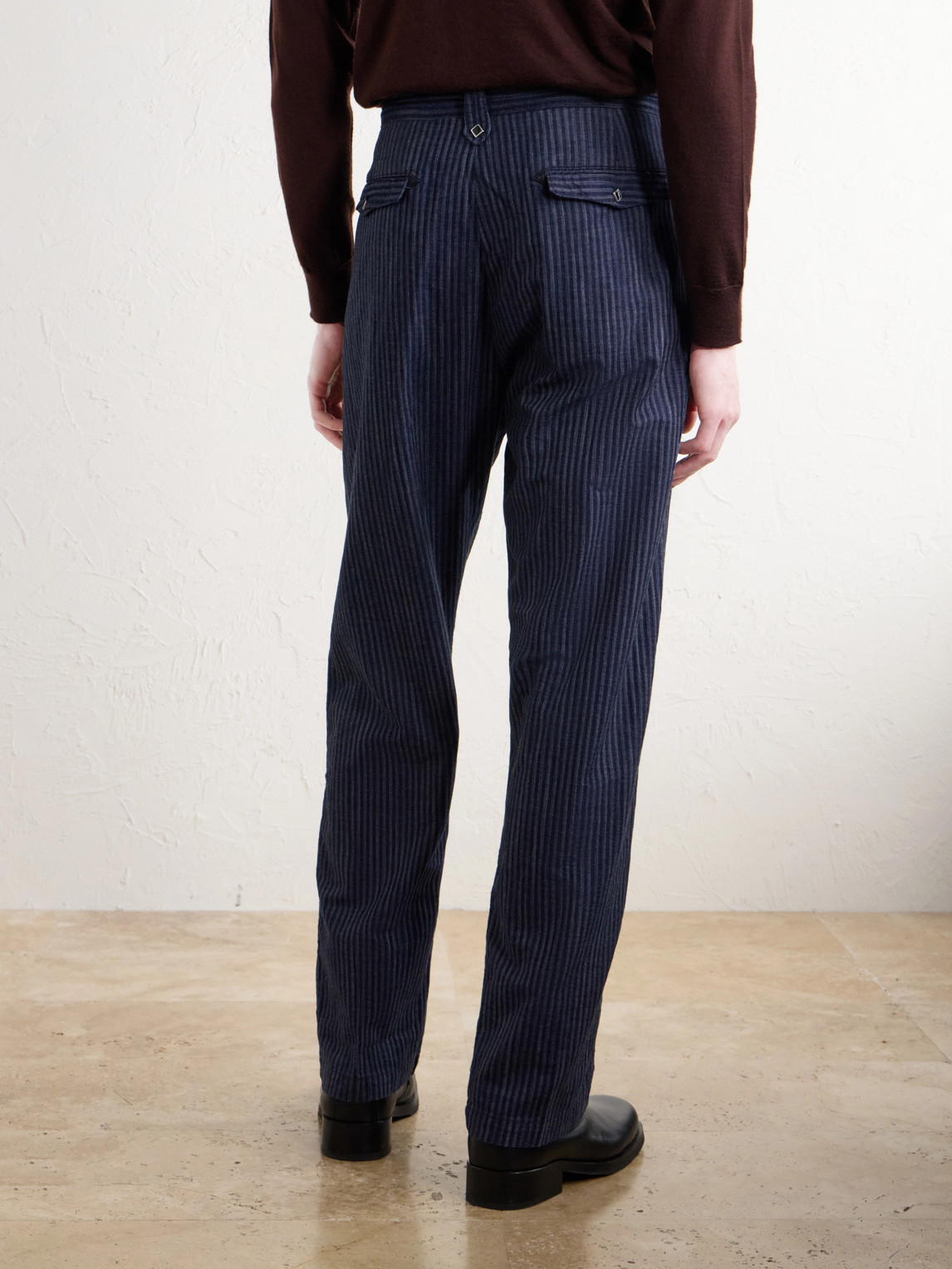 Straight-Leg Striped Cotton-Jacquard Broken-Twill Trousers