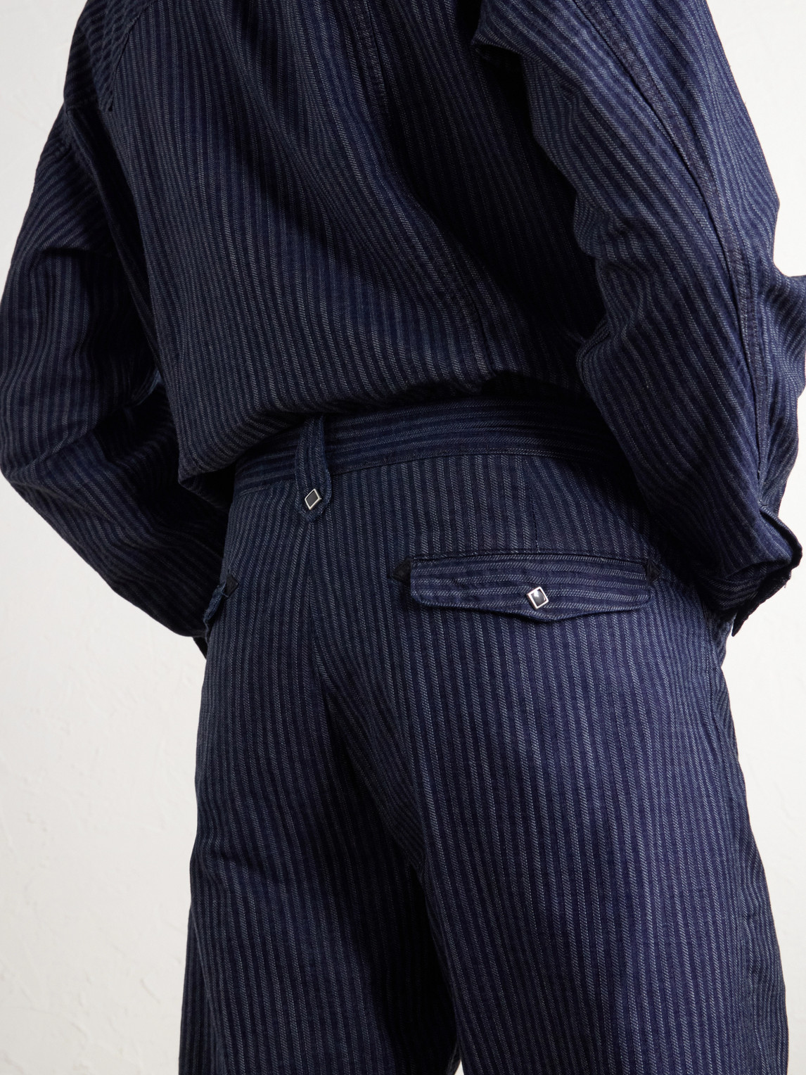 Straight-Leg Striped Cotton-Jacquard Broken-Twill Trousers