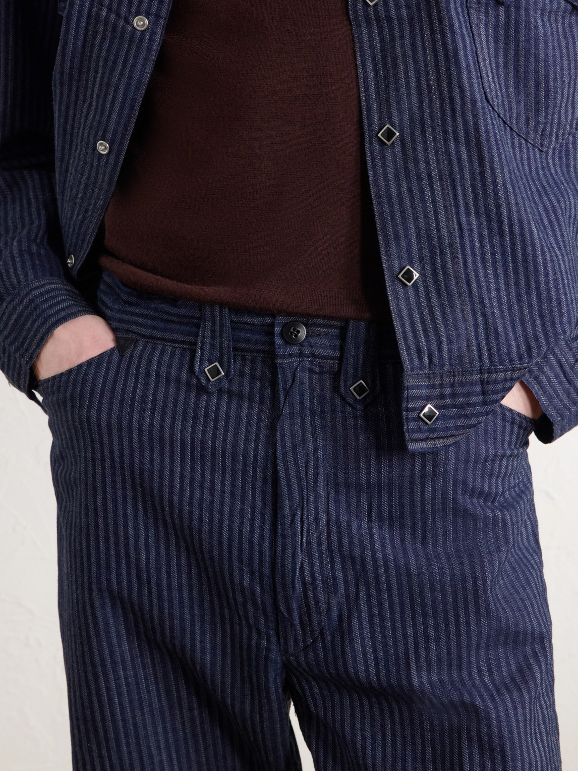 Straight-Leg Striped Cotton-Jacquard Broken-Twill Trousers