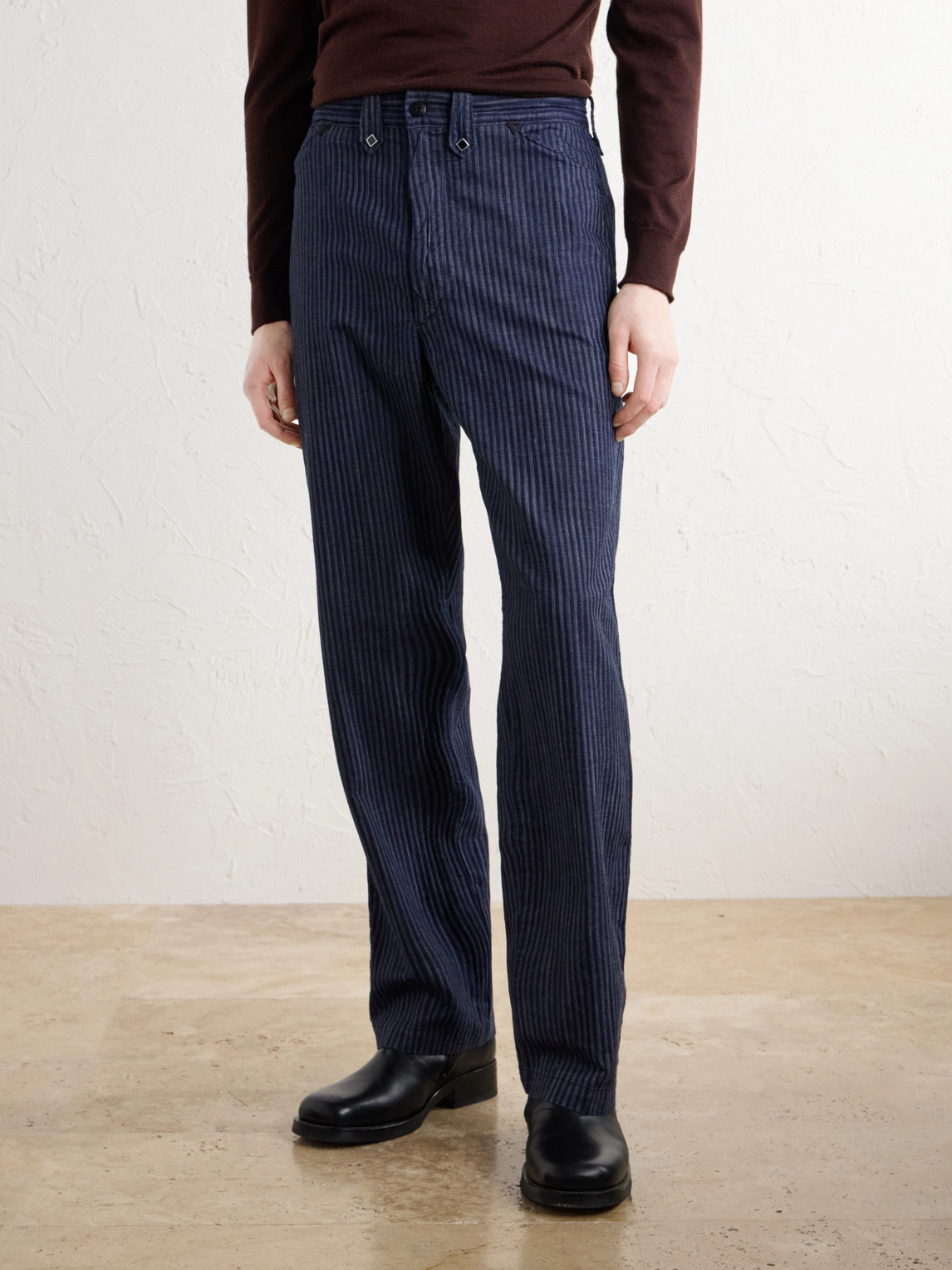 Straight-Leg Striped Cotton-Jacquard Broken-Twill Trousers
