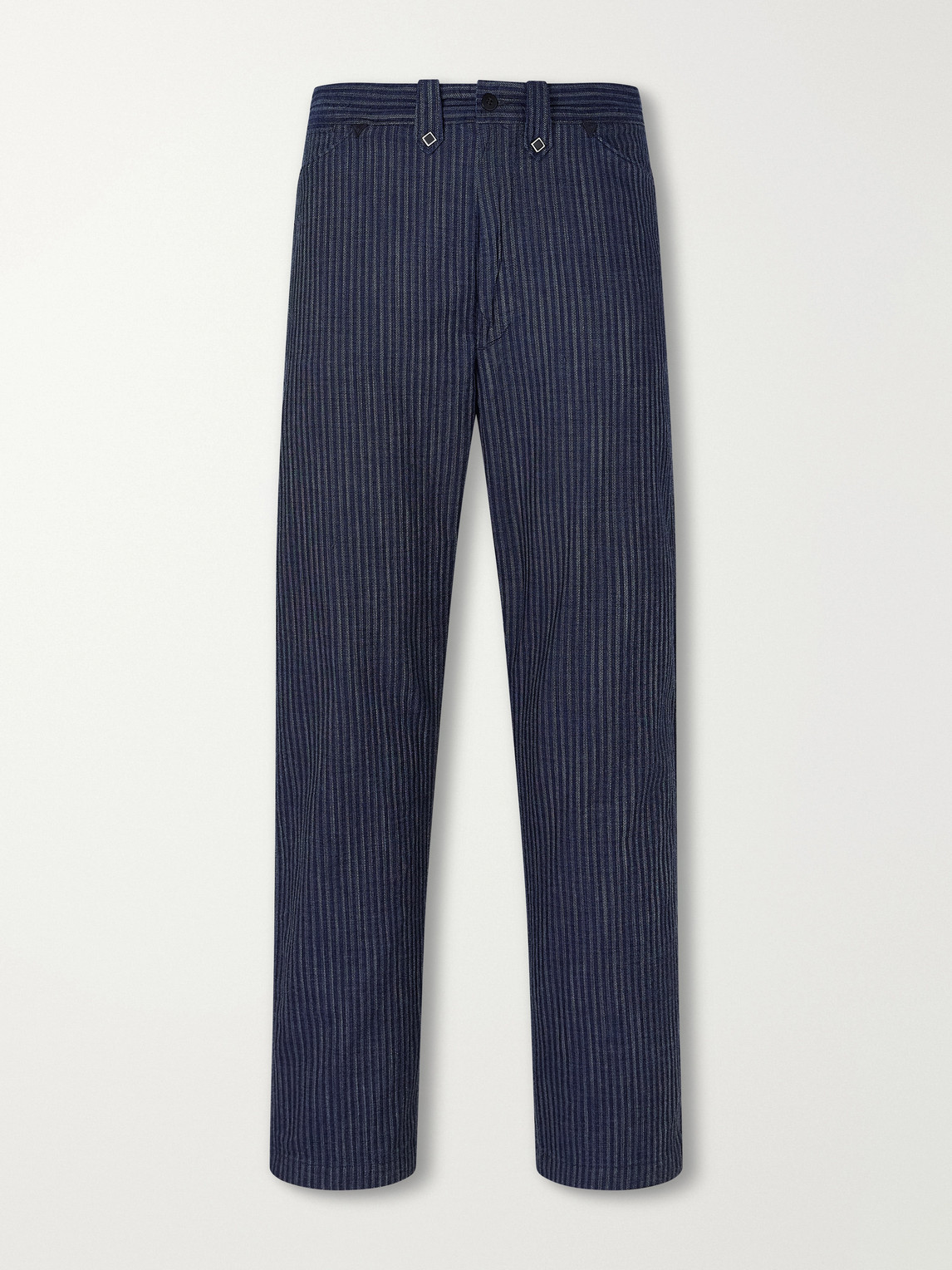Straight-Leg Striped Cotton-Jacquard Broken-Twill Trousers