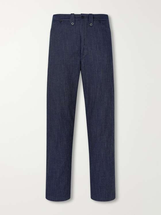 RRL Straight-Leg Striped Cotton-Jacquard Broken-Twill Trousers