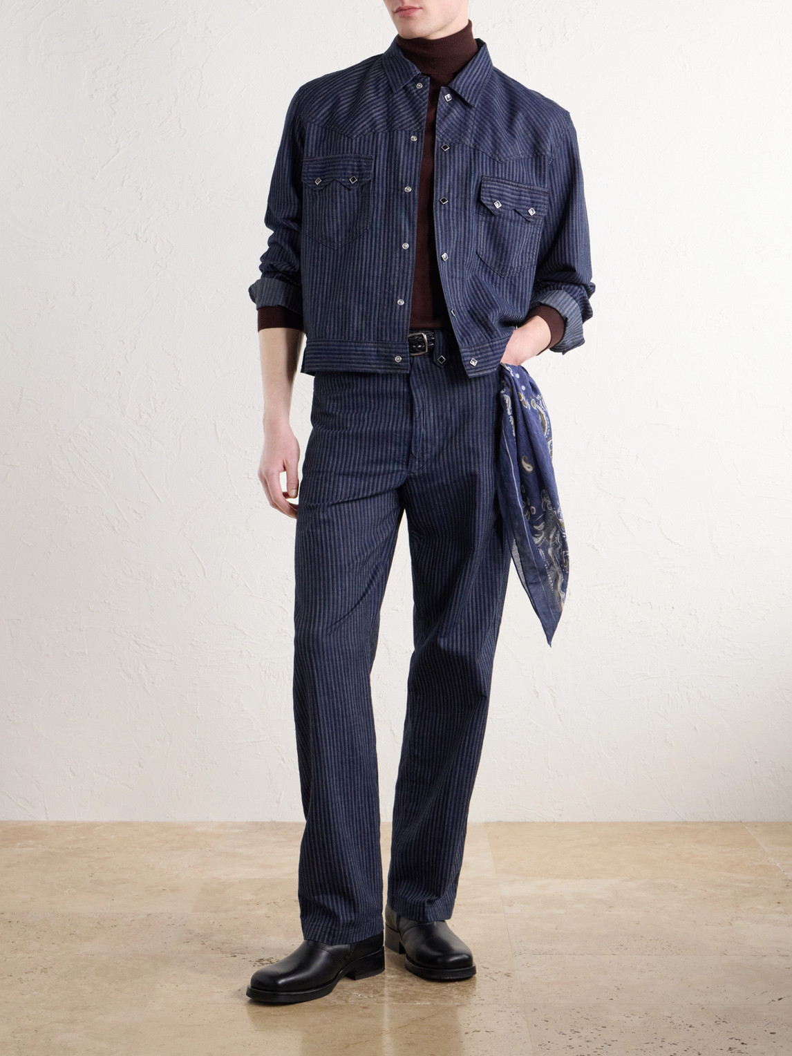 Straight-Leg Striped Cotton-Jacquard Broken-Twill Trousers
