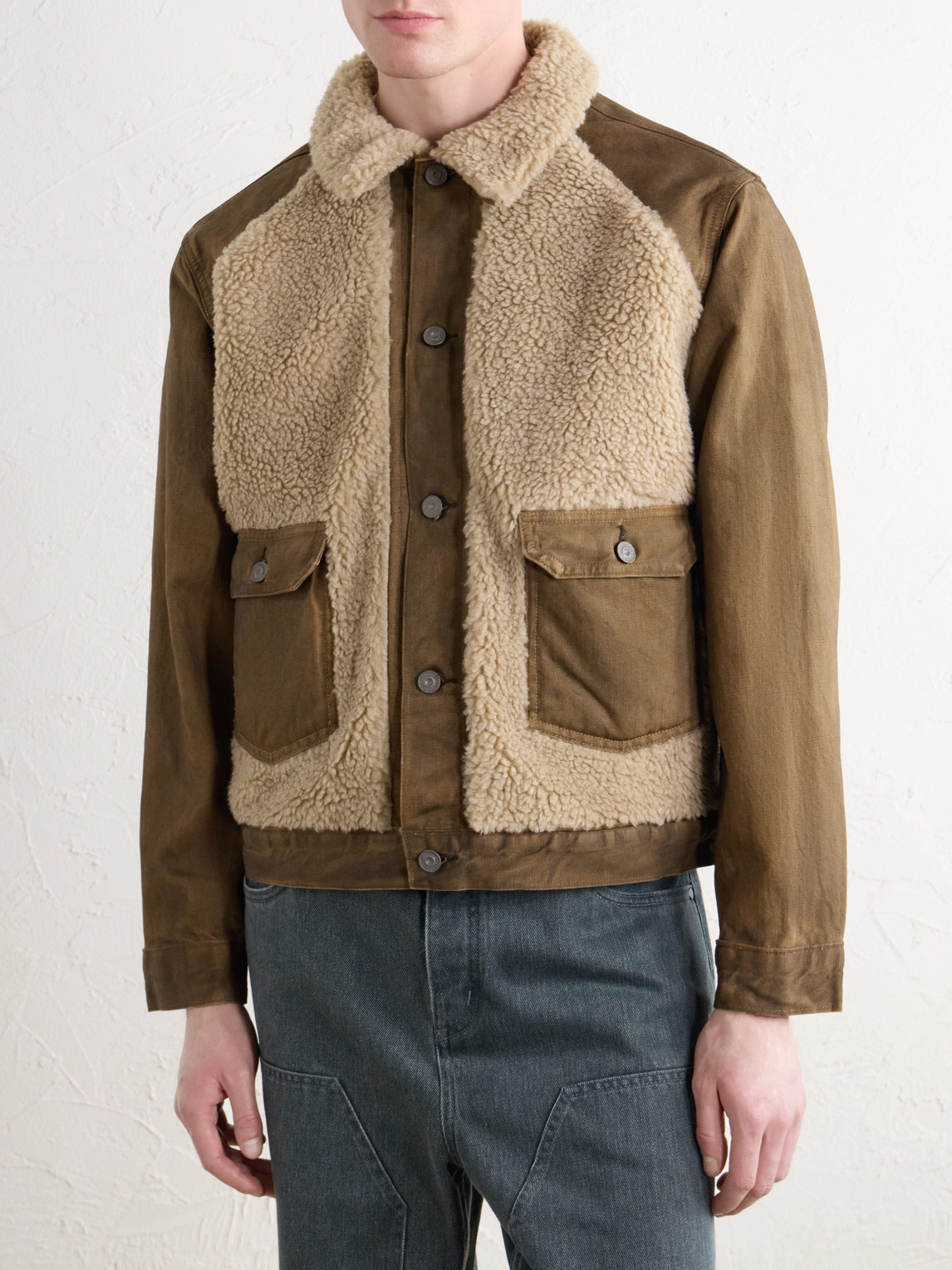 Fleece-Trimmed Denim Jacket