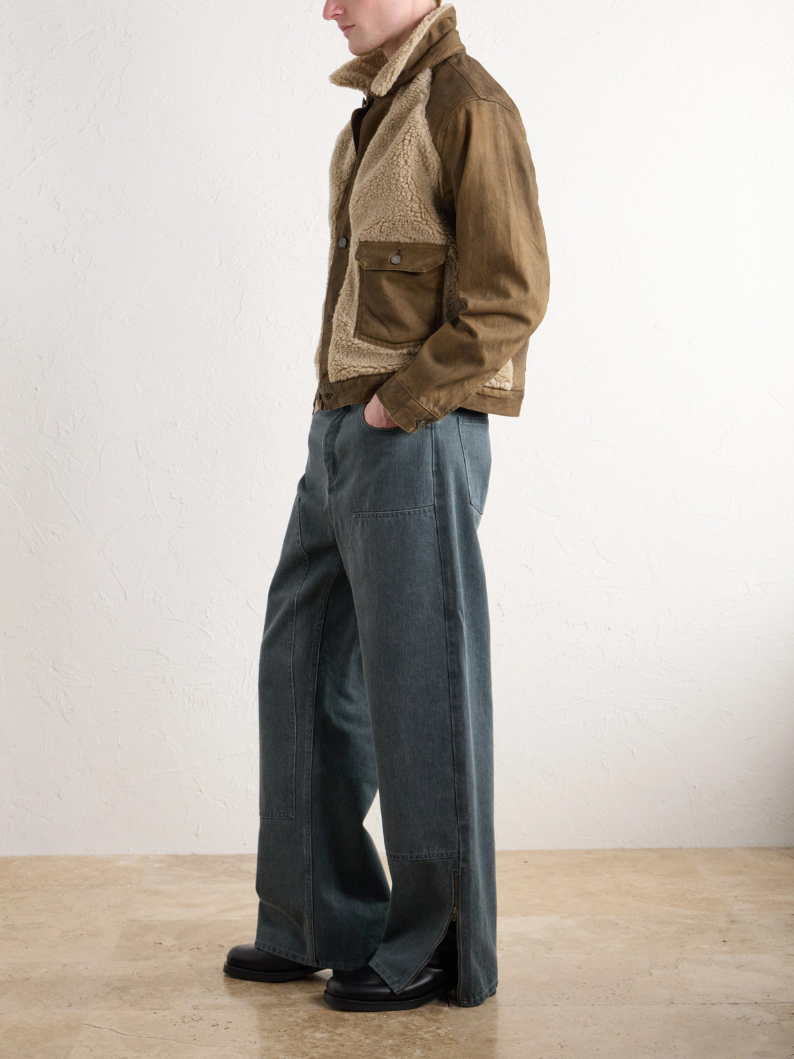 Fleece-Trimmed Denim Jacket