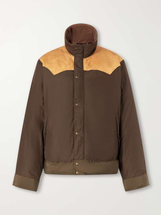 RRL Padded Leather-Trimmed Shell Jacket