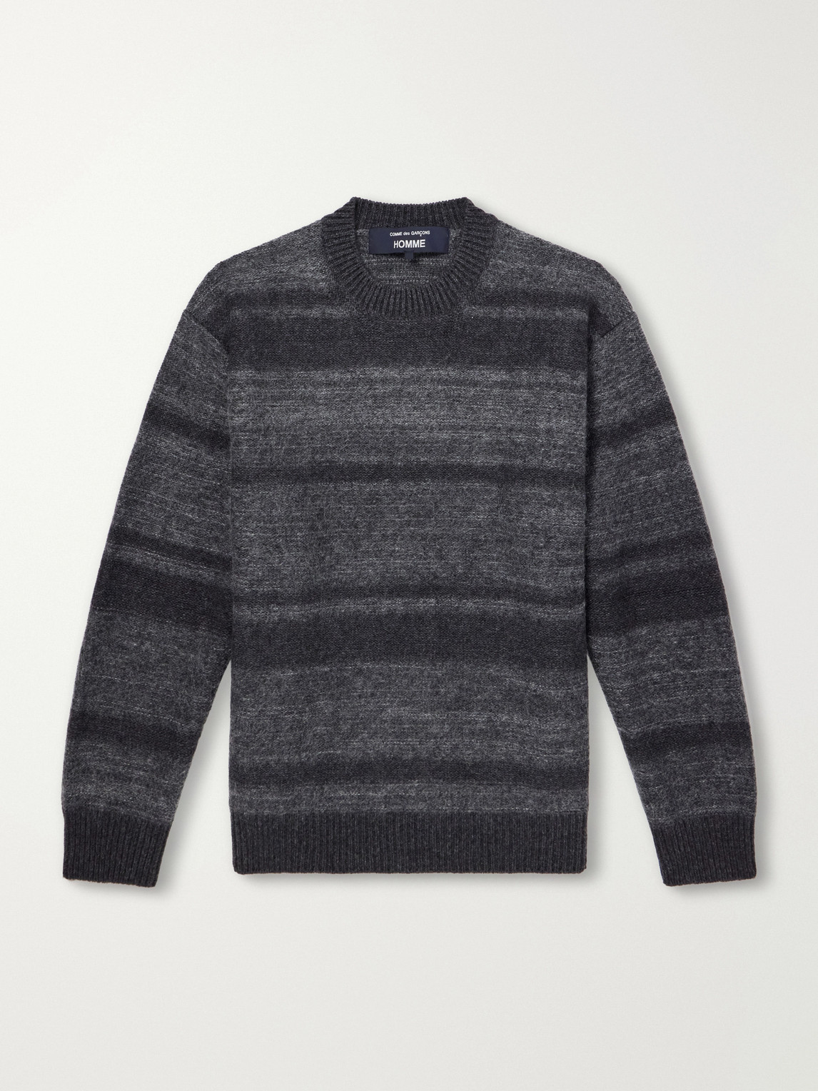 Comme Des Garçons Homme Deux Striped Brushed Wool-blend Sweater In Gray