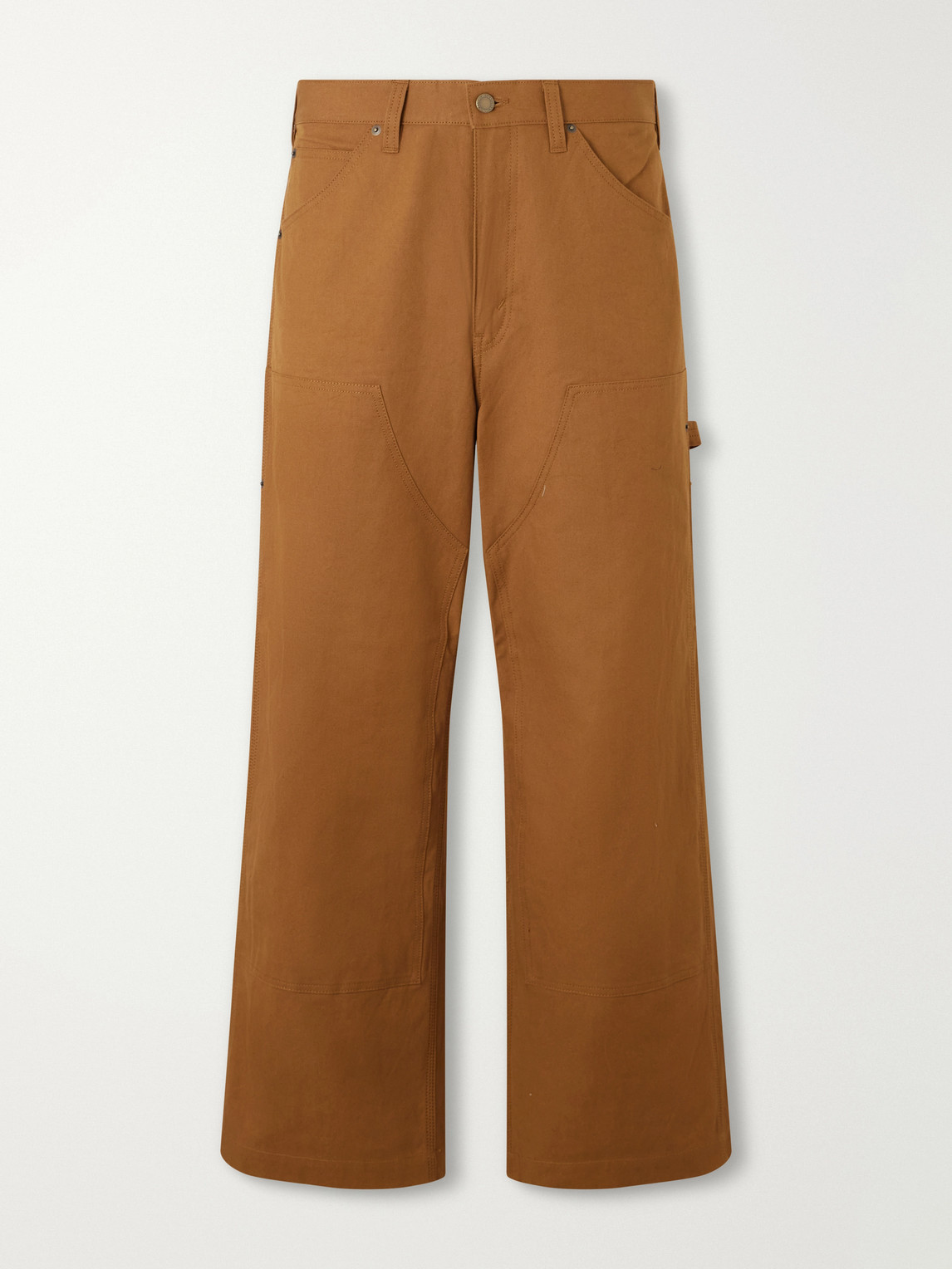Comme Des Garçons Homme Deux Wide-leg Double-knee Cotton-canvas Trousers In Brown