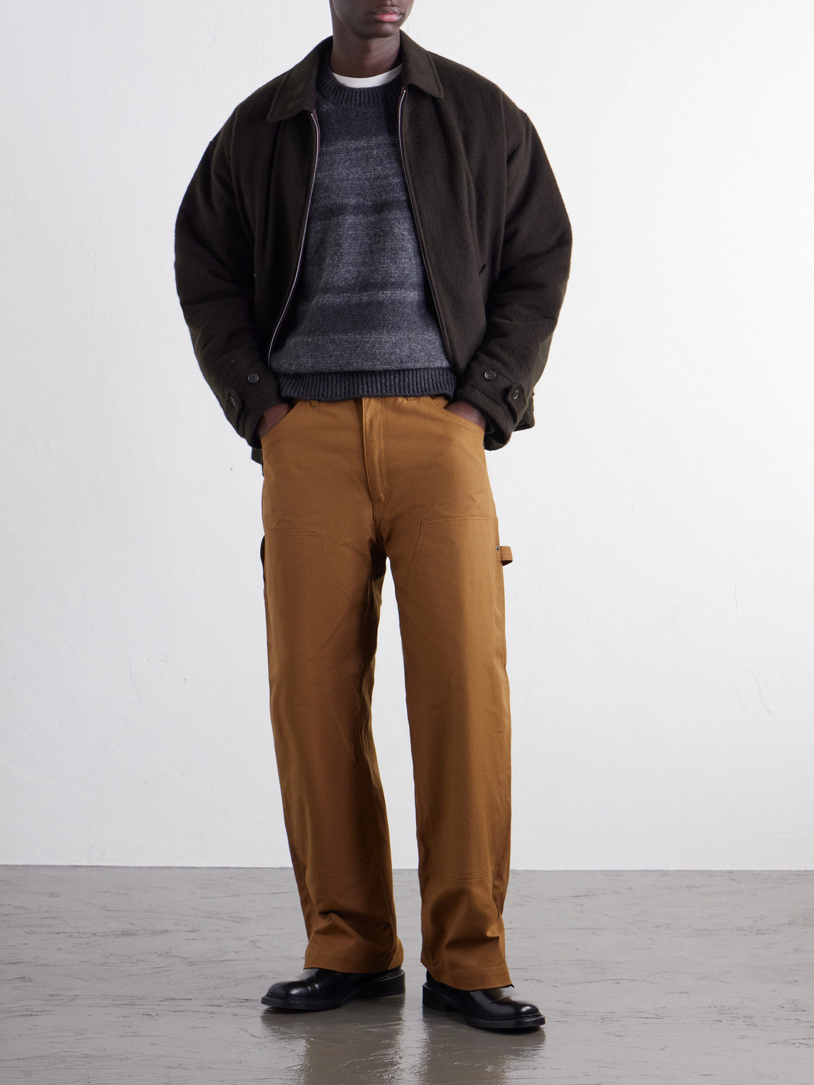 Comme Des Garçons Homme - Wide-Leg Double-Knee Cotton-Canvas Trousers