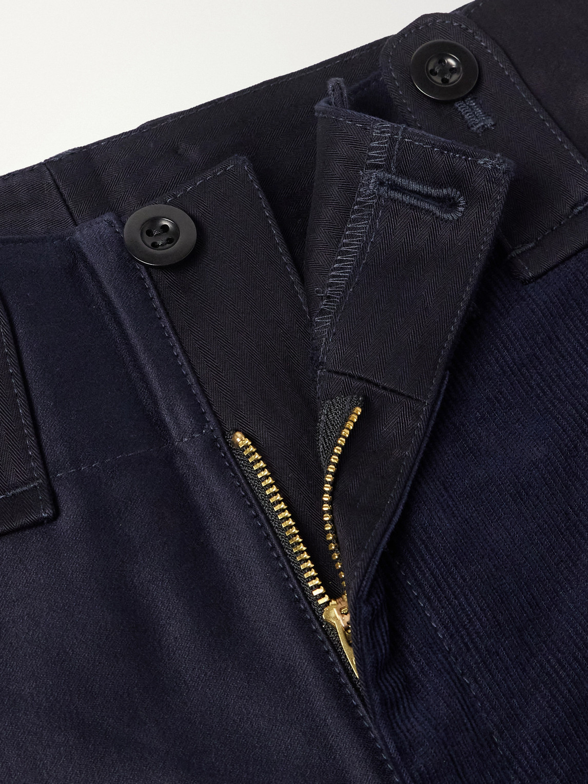Patchwork Straight-Leg Panelled Cotton-Twill Trousers
