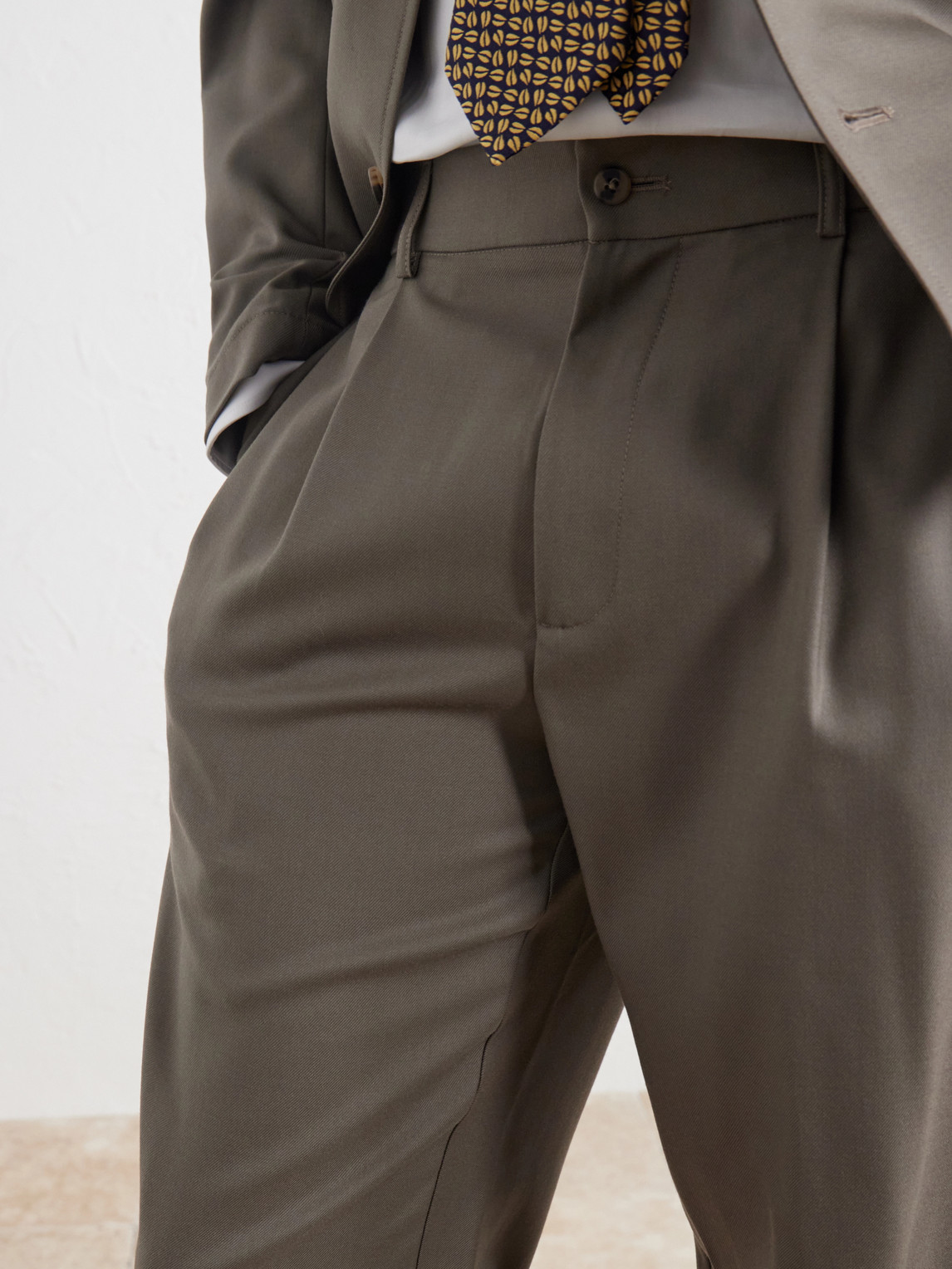 One Pleat Straight-Leg Pleated Virgin Wool Trousers