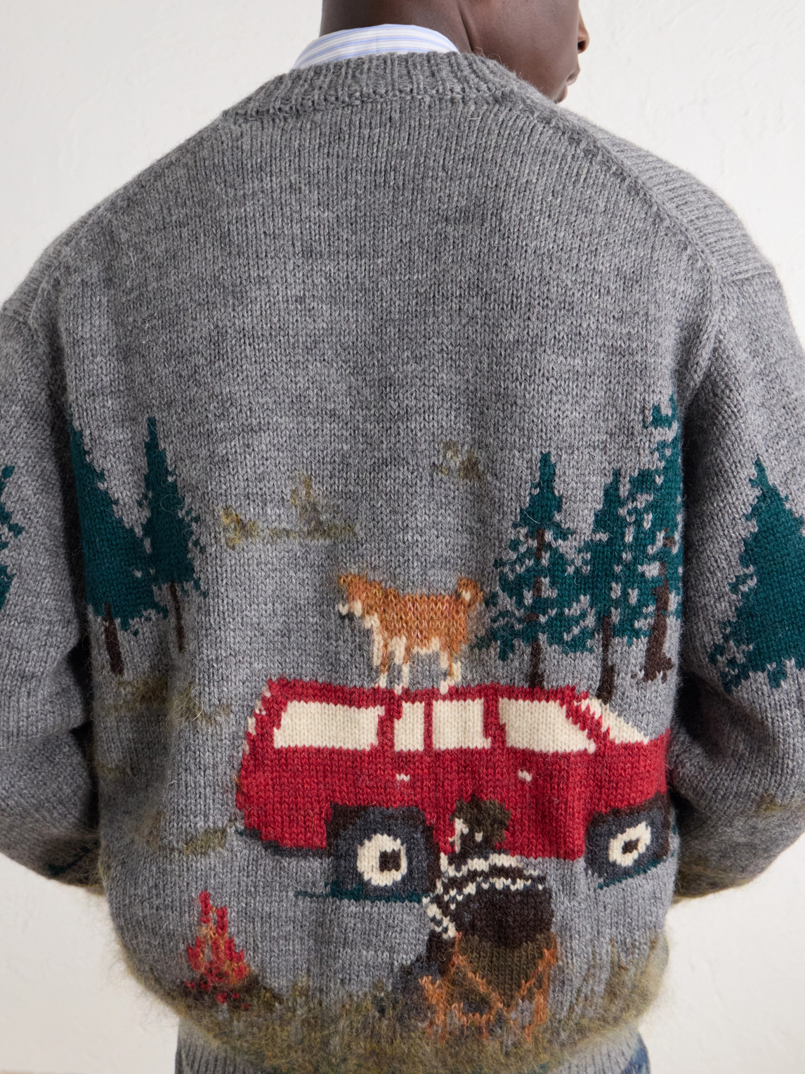 Intarsia-Knit Wool-Blend Cardigan