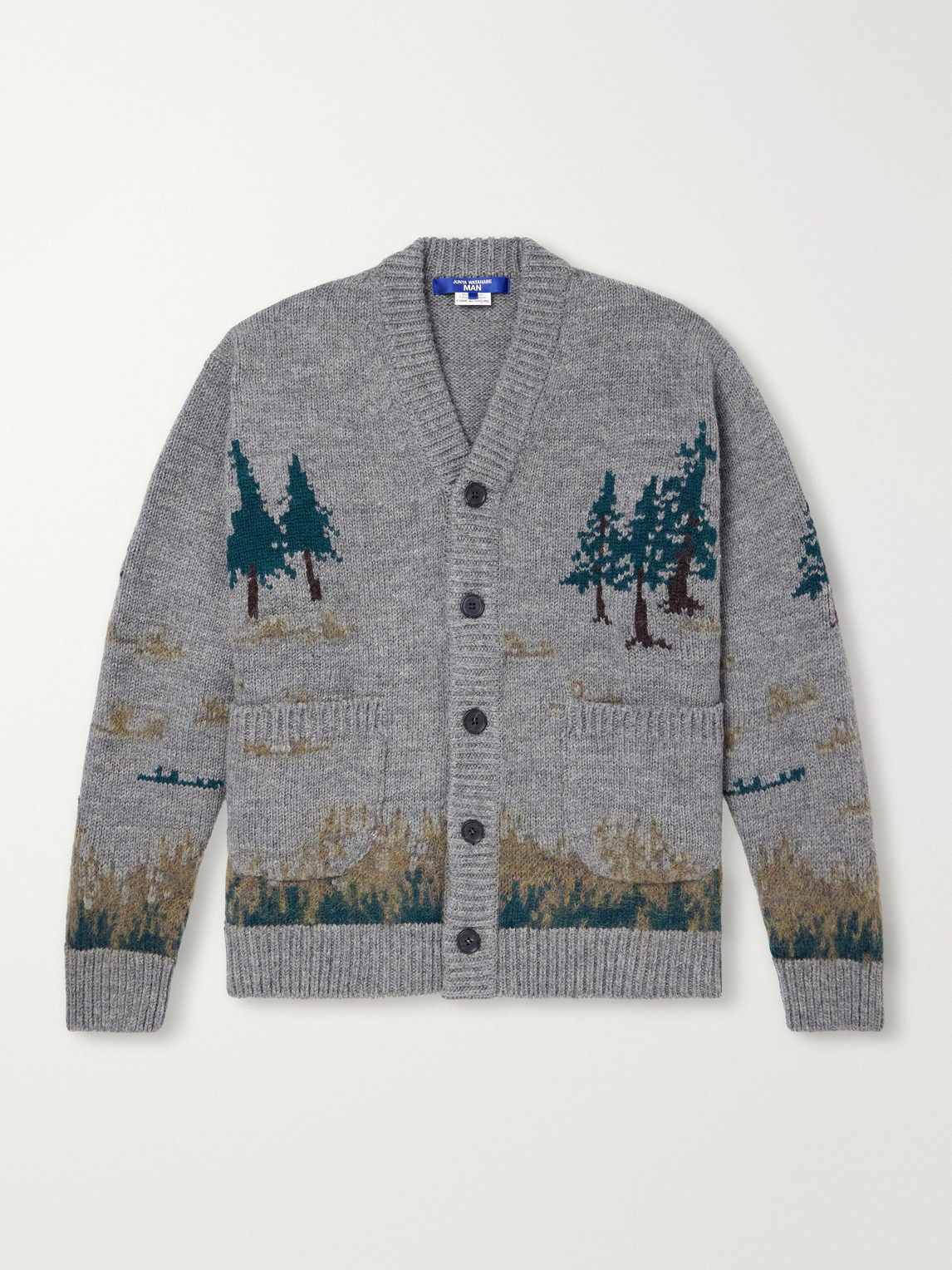 Intarsia-Knit Wool-Blend Cardigan