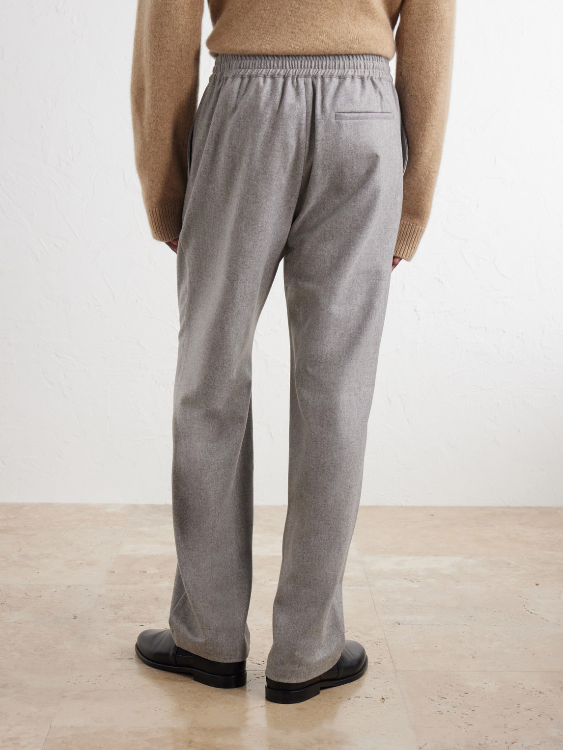 Tapered Virgin Wool Drawstring Trousers