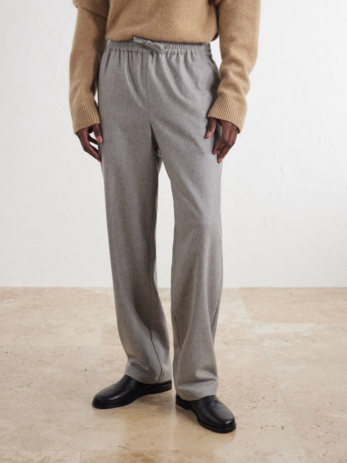 Tapered Virgin Wool Drawstring Trousers
