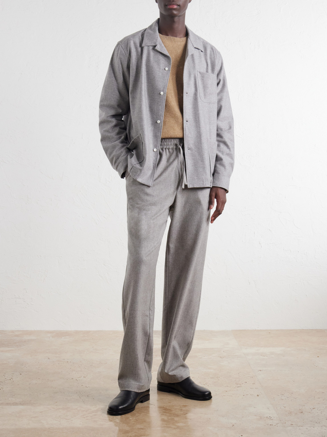 Tapered Virgin Wool Drawstring Trousers