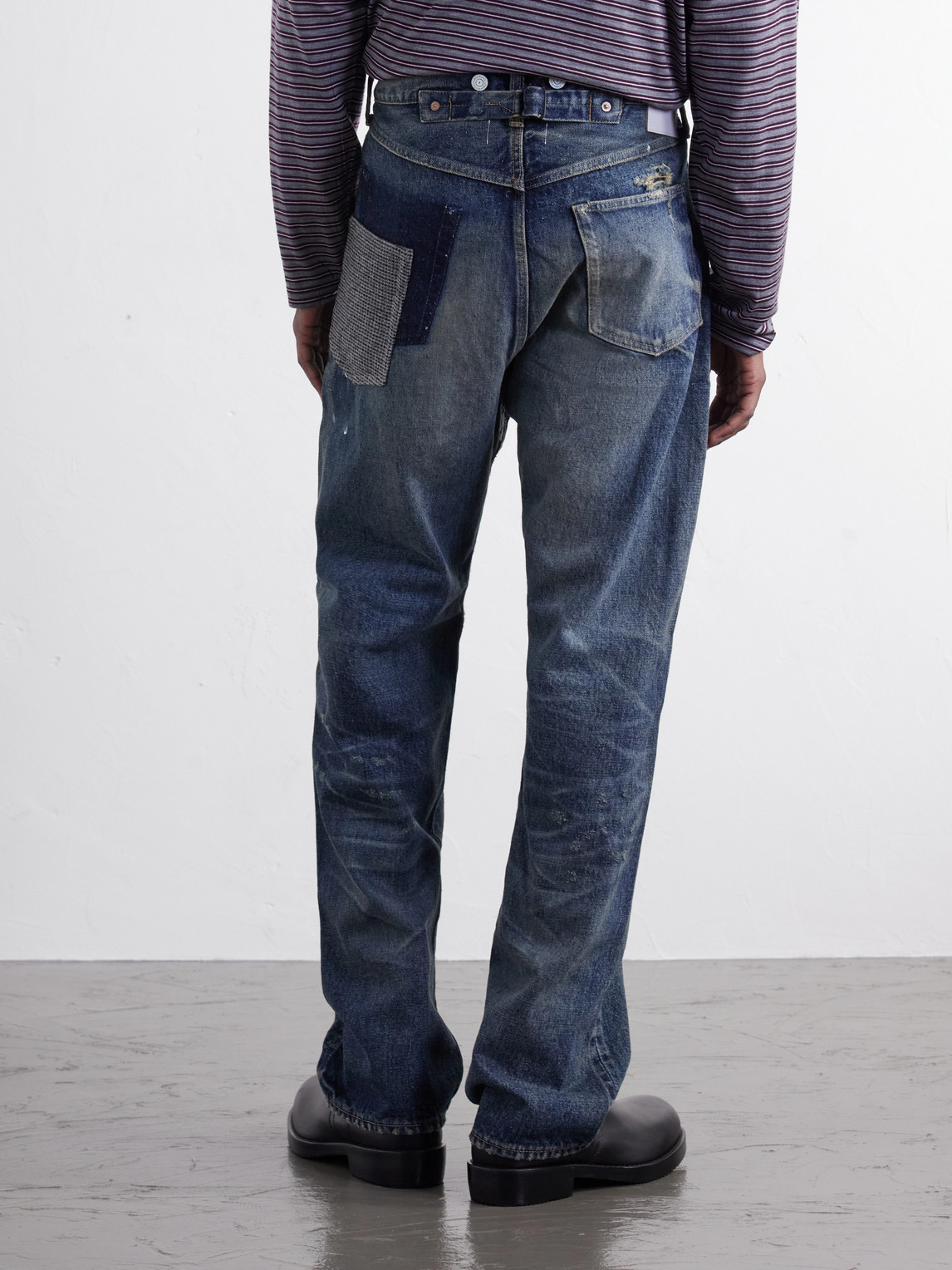 Distressed Paint-Splattered Flared Jeans