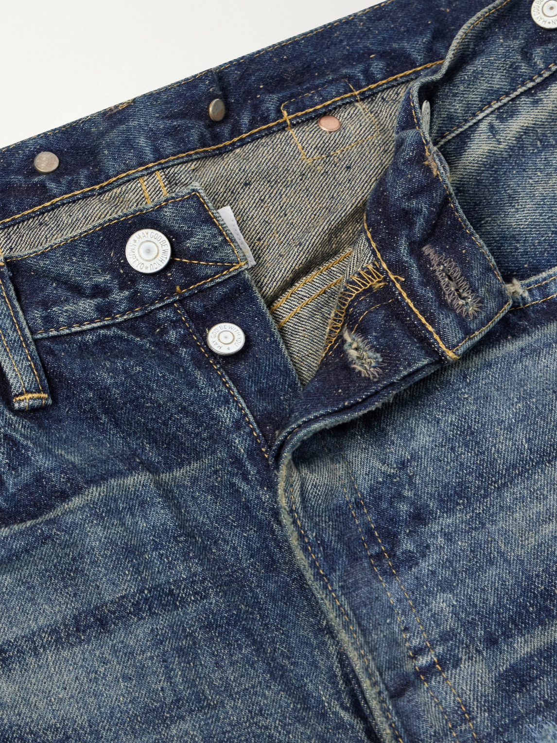 Distressed Paint-Splattered Flared Jeans