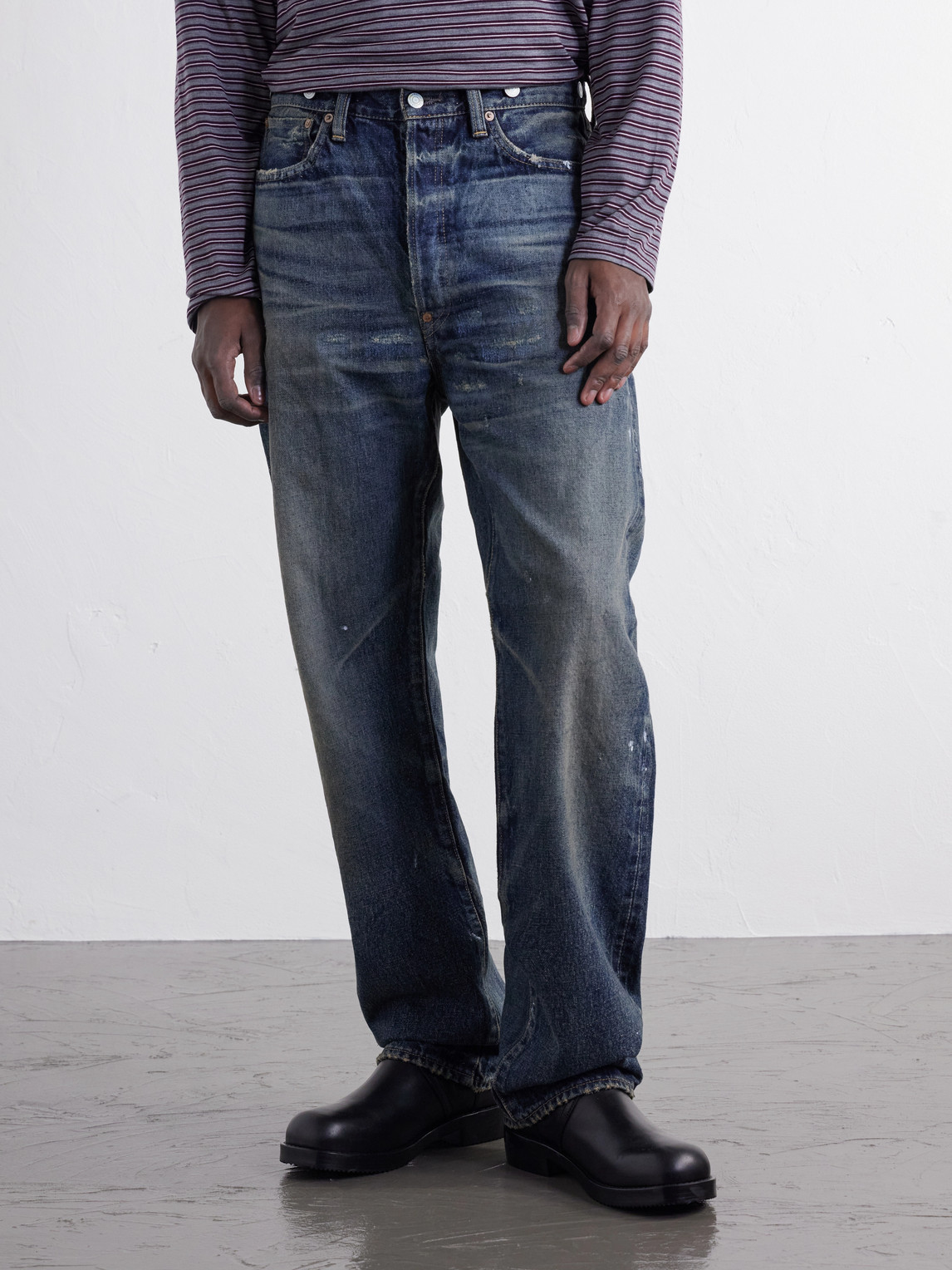 Distressed Paint-Splattered Flared Jeans