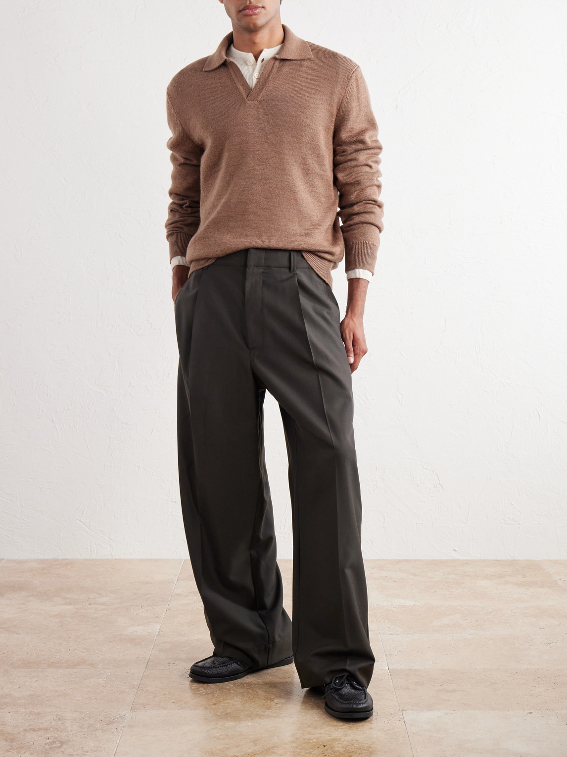 Merino Wool Polo Sweater