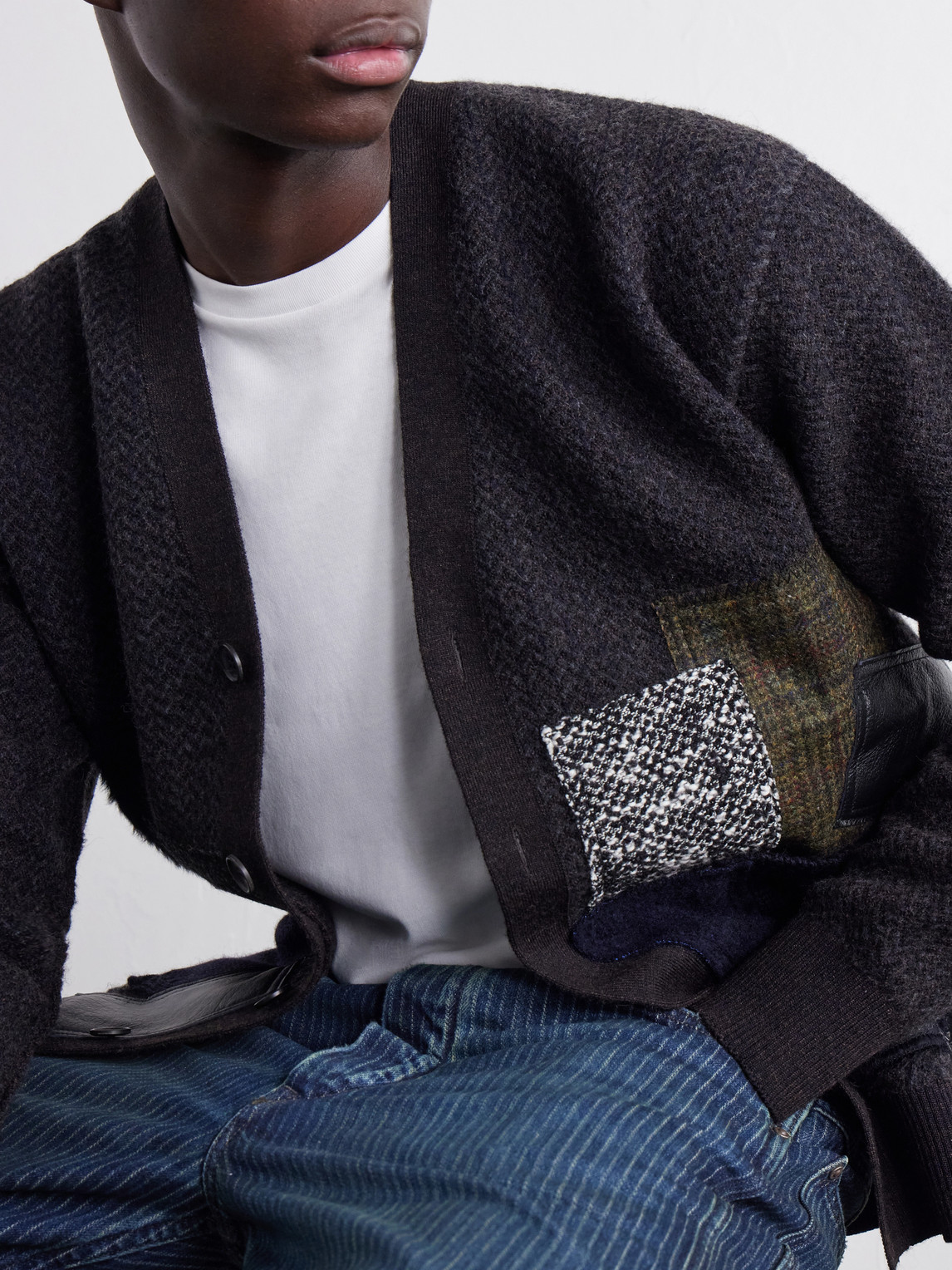 Patchwork Wool-Blend Cardigan