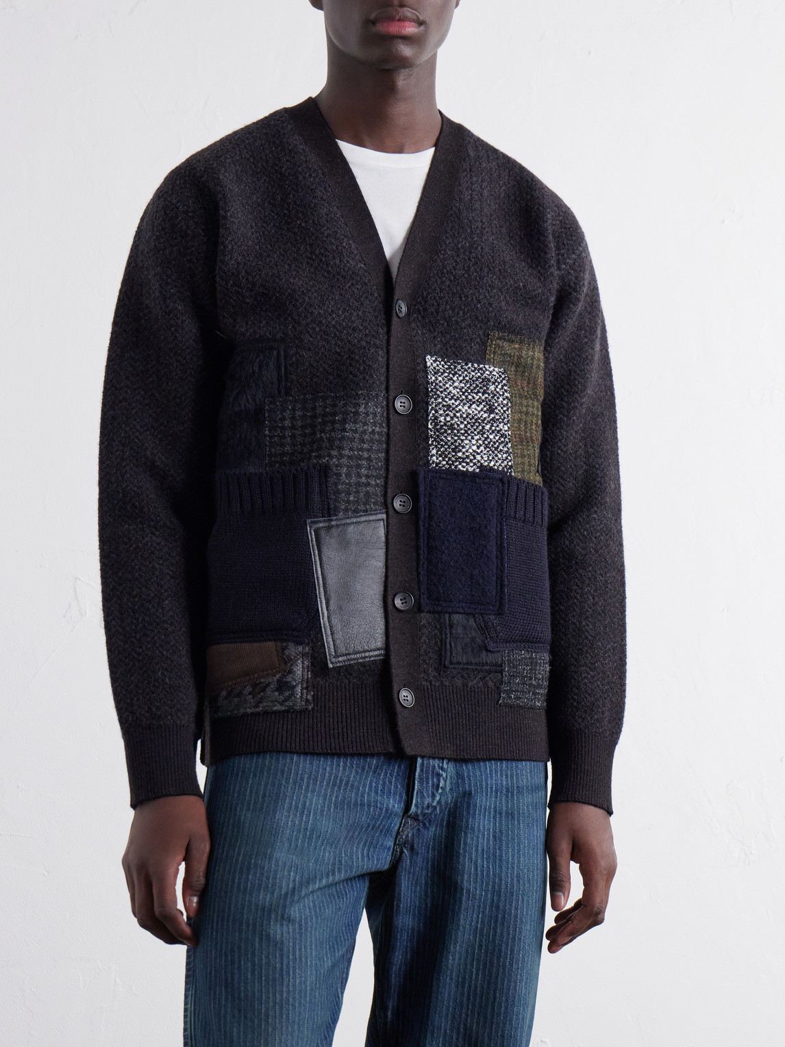 Patchwork Wool-Blend Cardigan