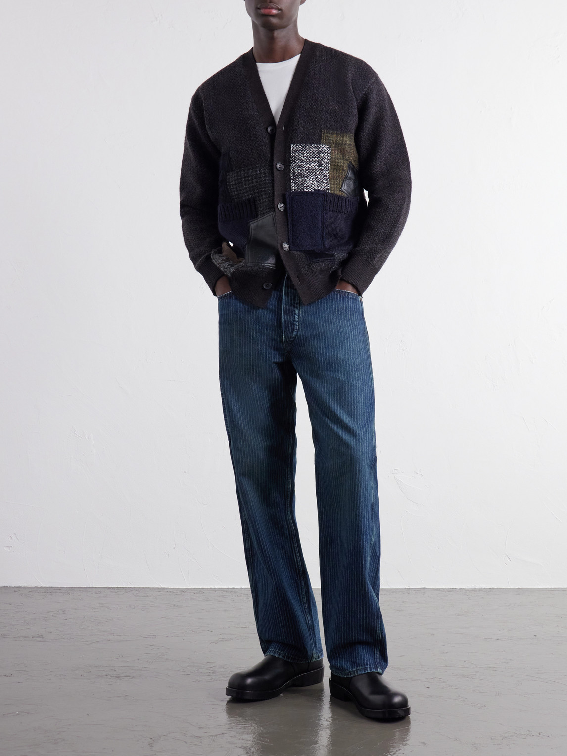 Patchwork Wool-Blend Cardigan