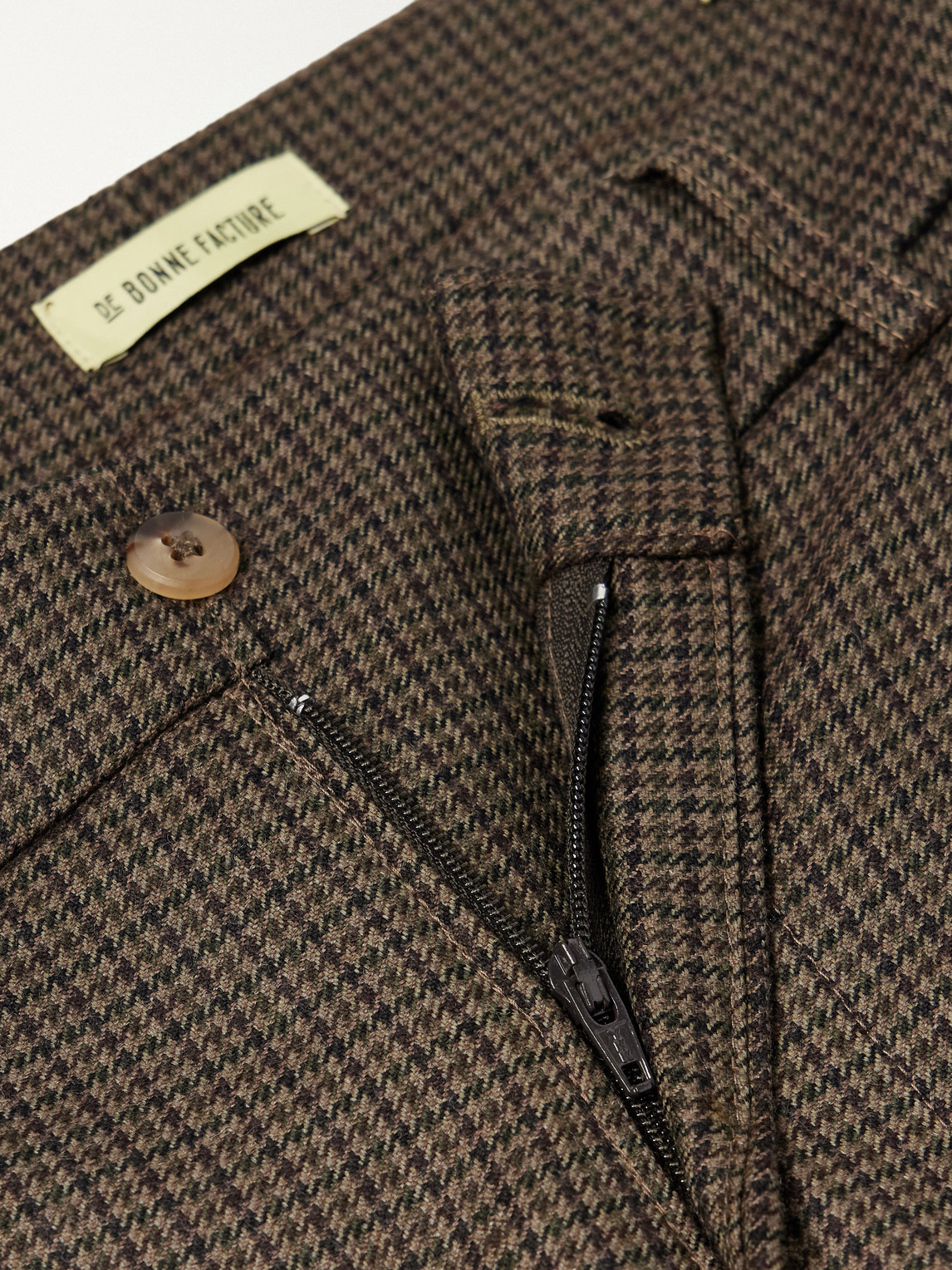 Straight-Leg Pleated Puppytooth Wool-Flannel Trousers