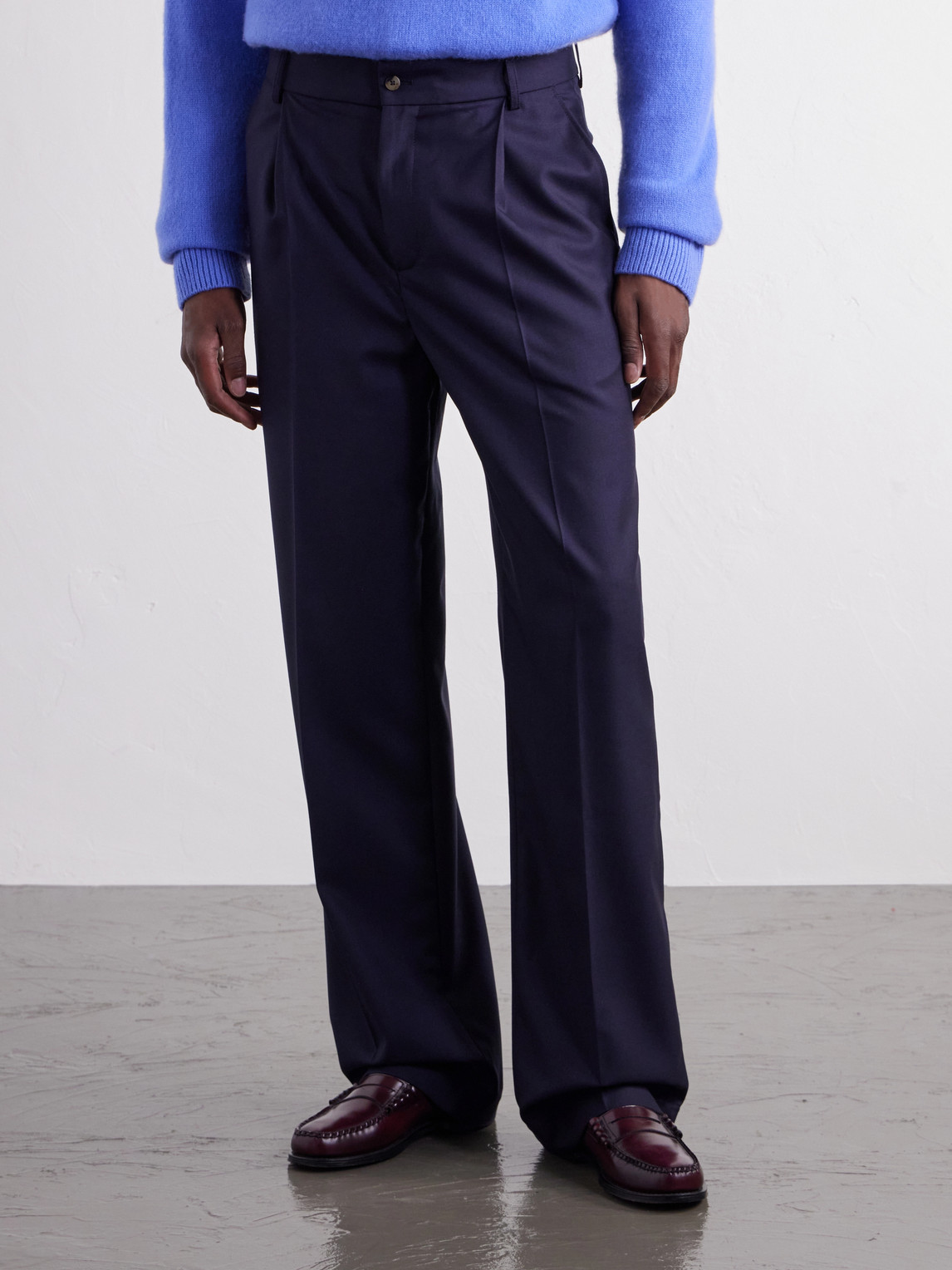 Grandad Wide-Leg Virgin Wool Trousers