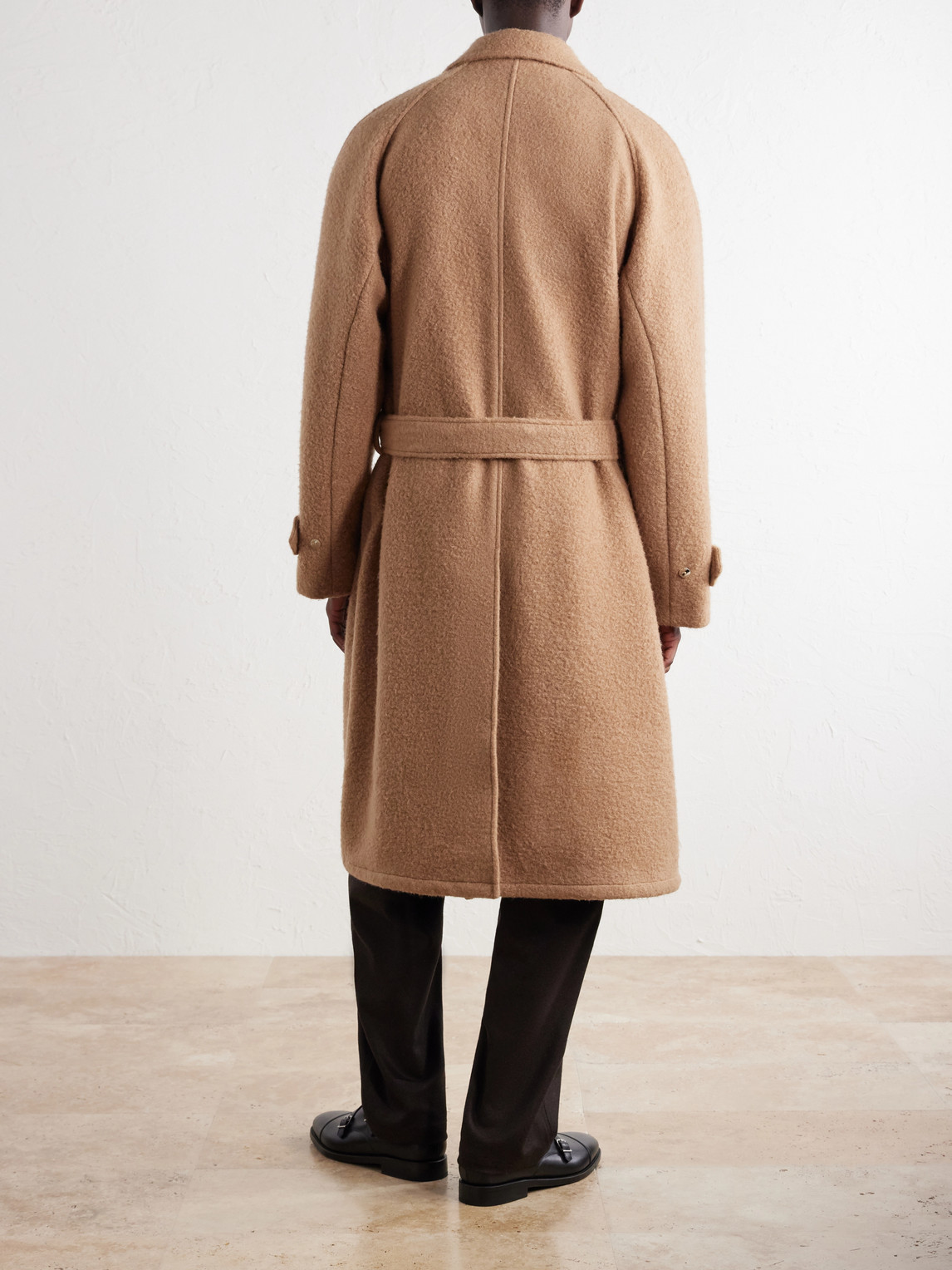Belted Double-Breasted Brushed Wool And Camel Hair-Blend Coat