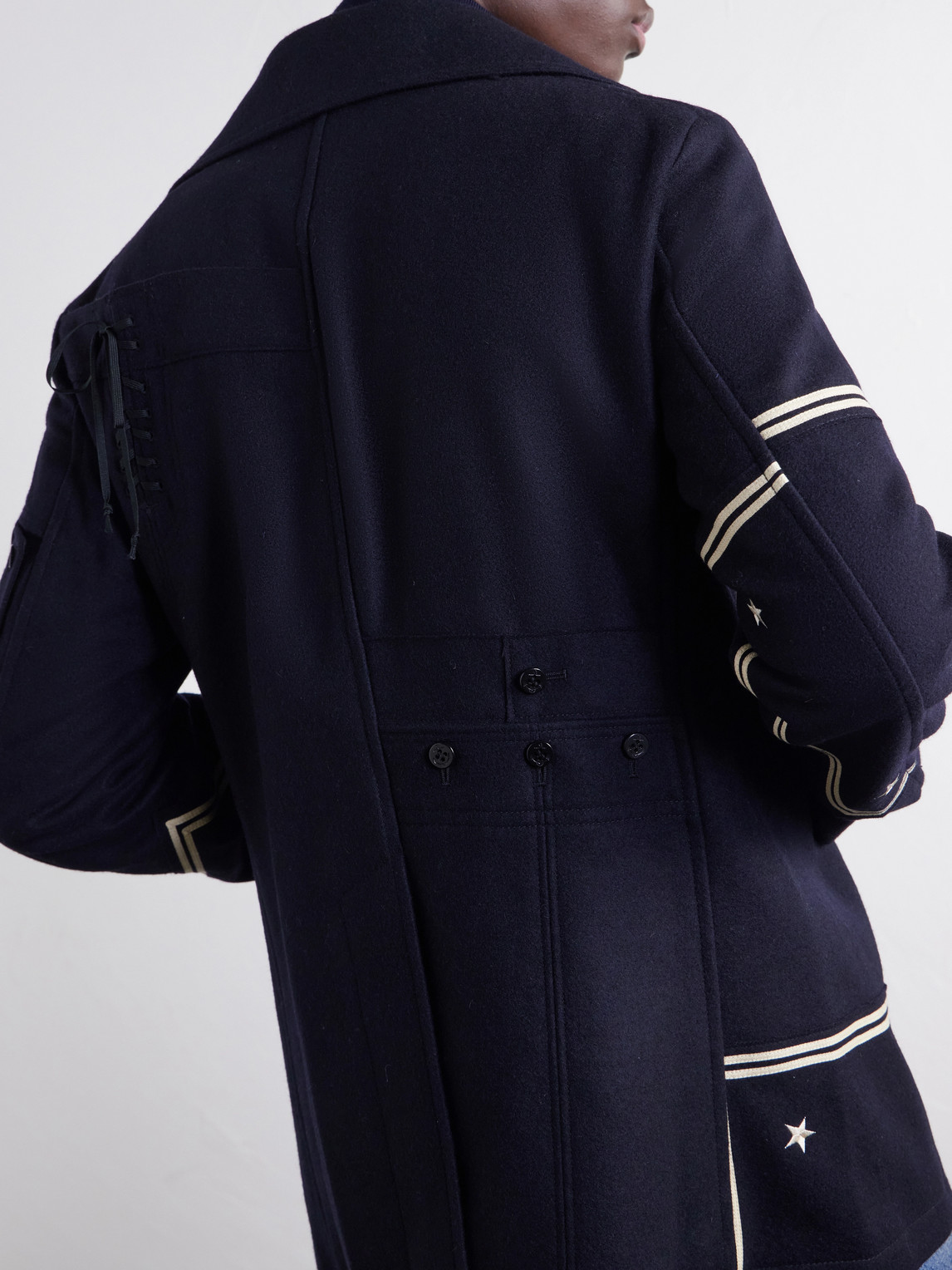 Double-Breasted Appliquéd Wool-Blend Felt Coat