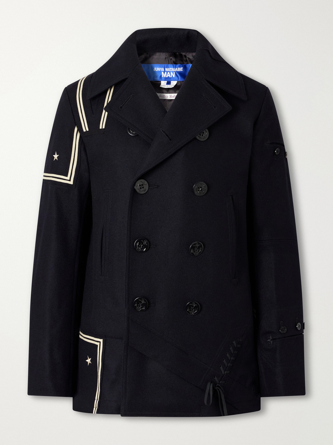 Double-Breasted Appliquéd Wool-Blend Felt Coat