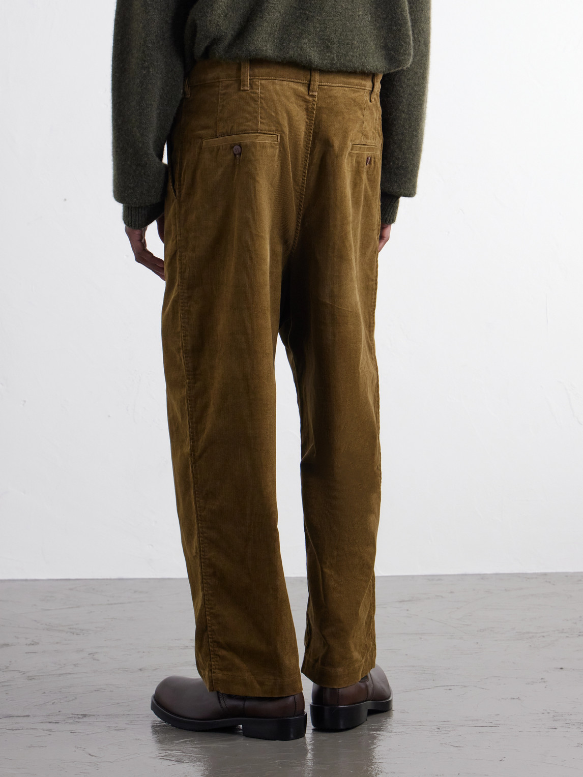 Wide-Leg Pleated Garment-Washed Cotton-Blend Corduroy
