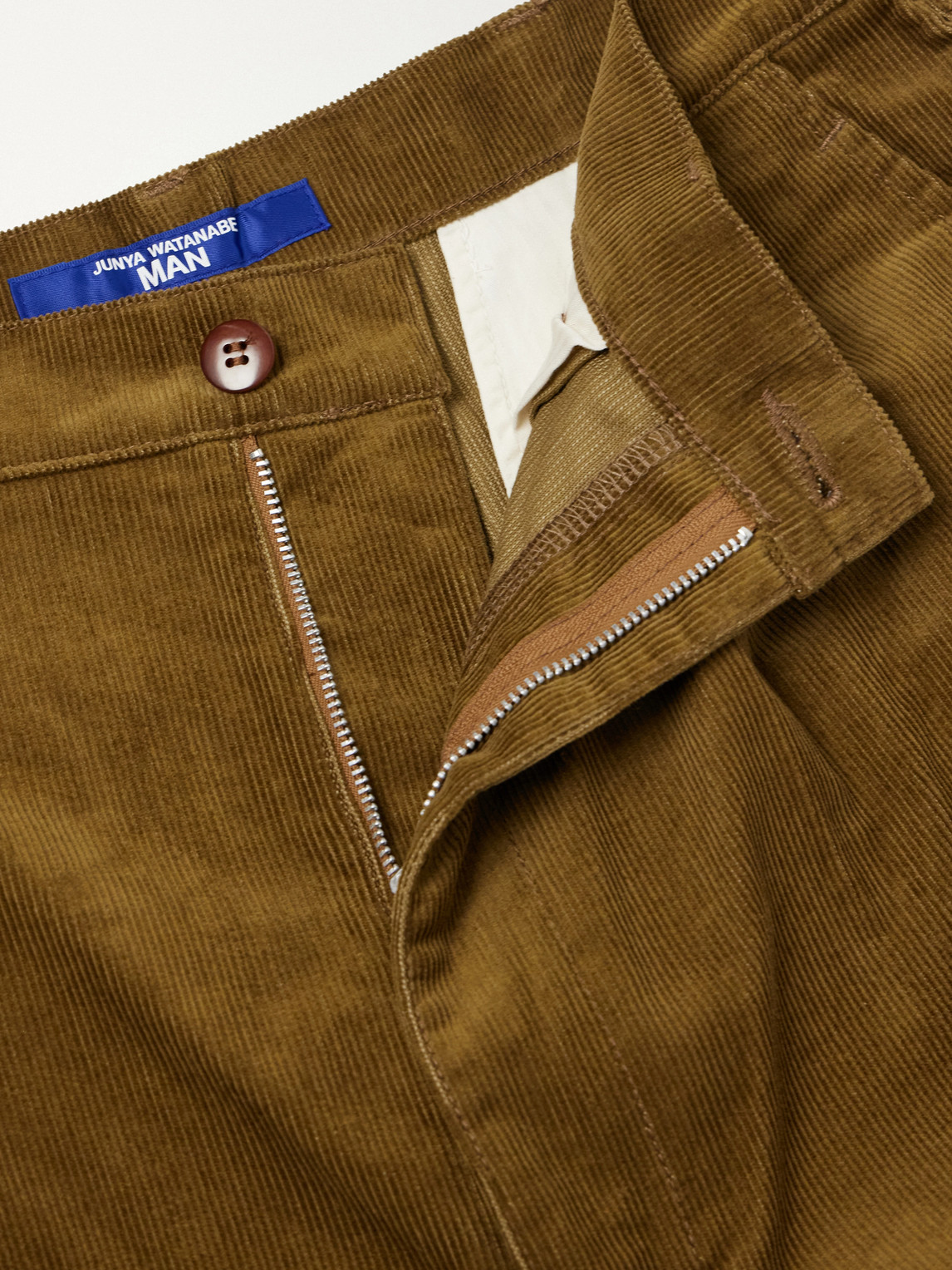 Wide-Leg Pleated Garment-Washed Cotton-Blend Corduroy