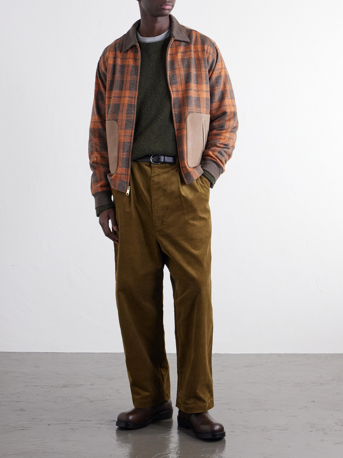 Wide-Leg Pleated Garment-Washed Cotton-Blend Corduroy