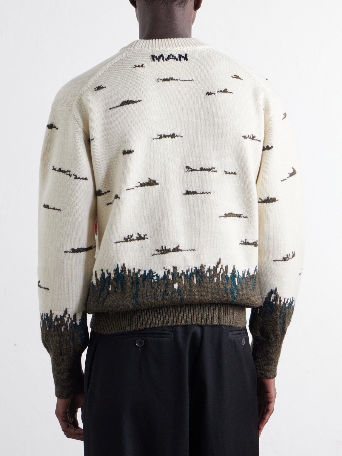 Junya Watanabe Intarsia-knit Wool Sweater In Multi