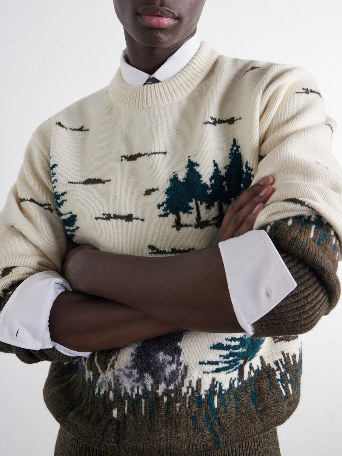Junya Watanabe Intarsia-knit Wool Sweater In Multi