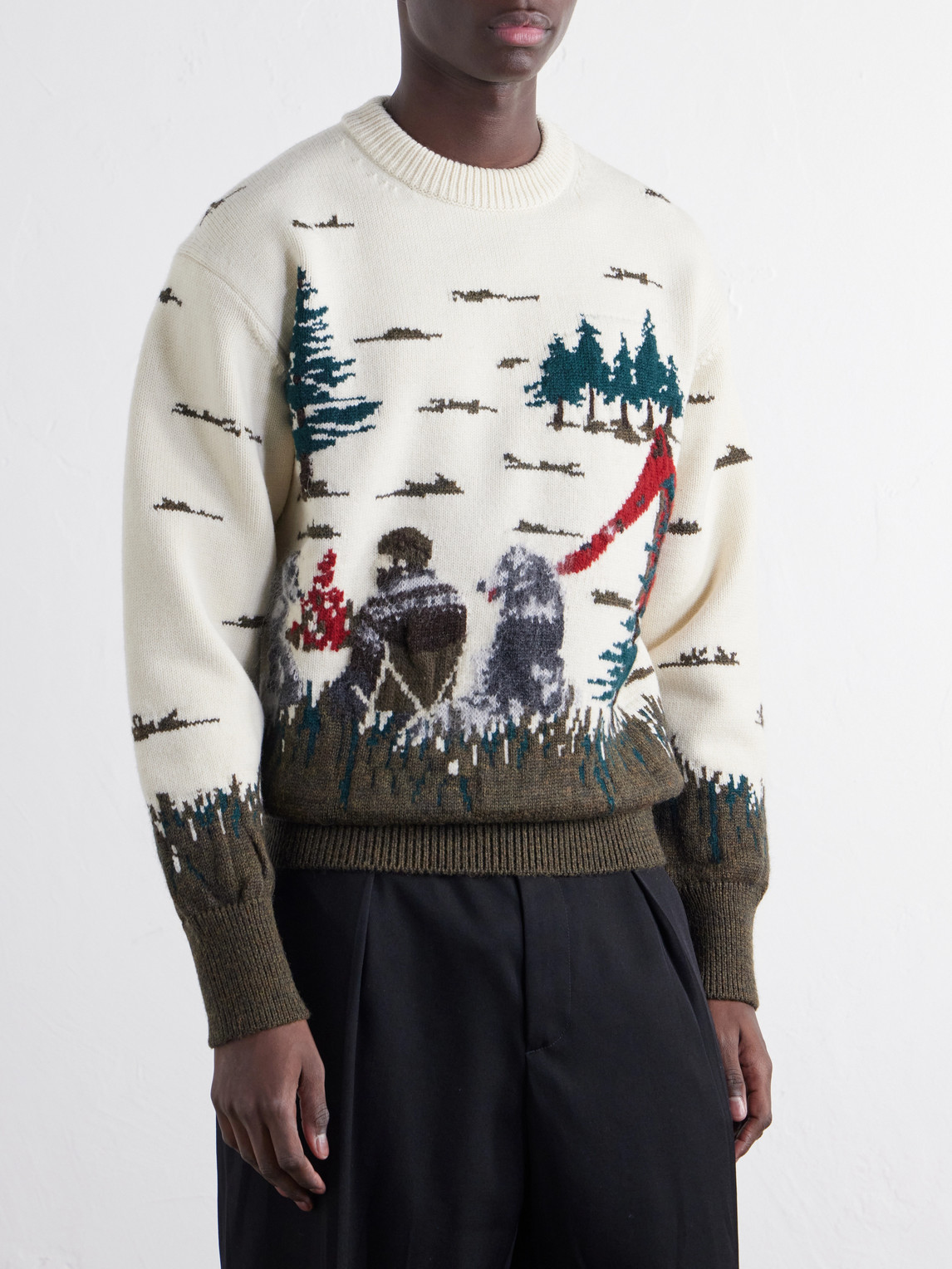 Junya Watanabe Intarsia-knit Wool Sweater In Multi