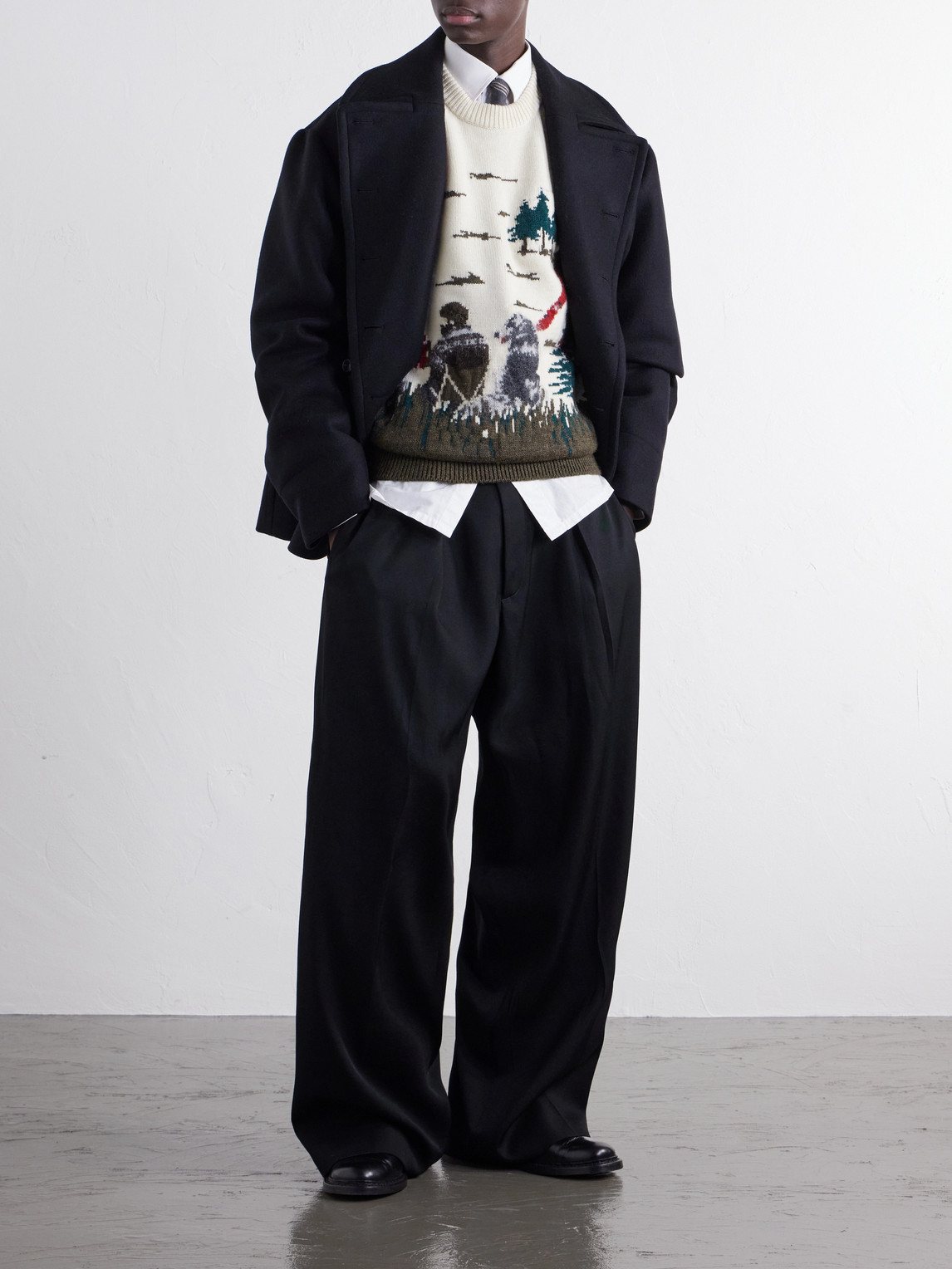 Junya Watanabe Intarsia-knit Wool Sweater In Multi