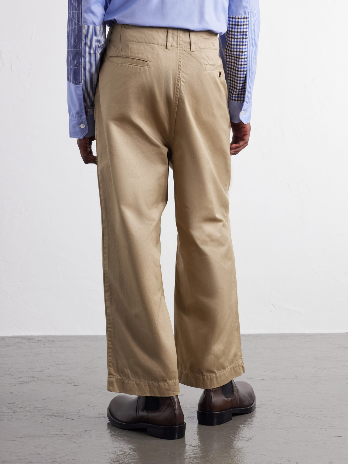 Straight-Leg Garment-Dyed Cotton-Gabardine Trousers