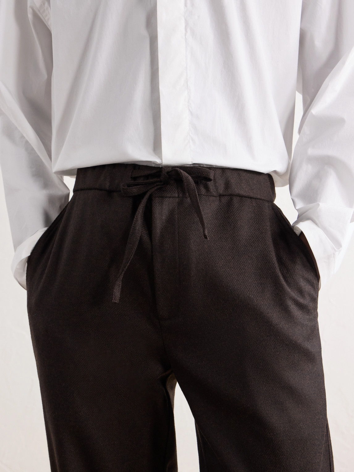Lounge Straight-Leg Wool Drawstring Trousers