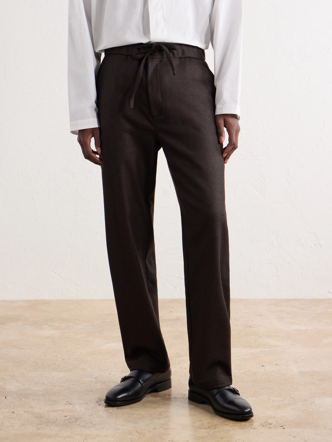 Lounge Straight-Leg Wool Drawstring Trousers