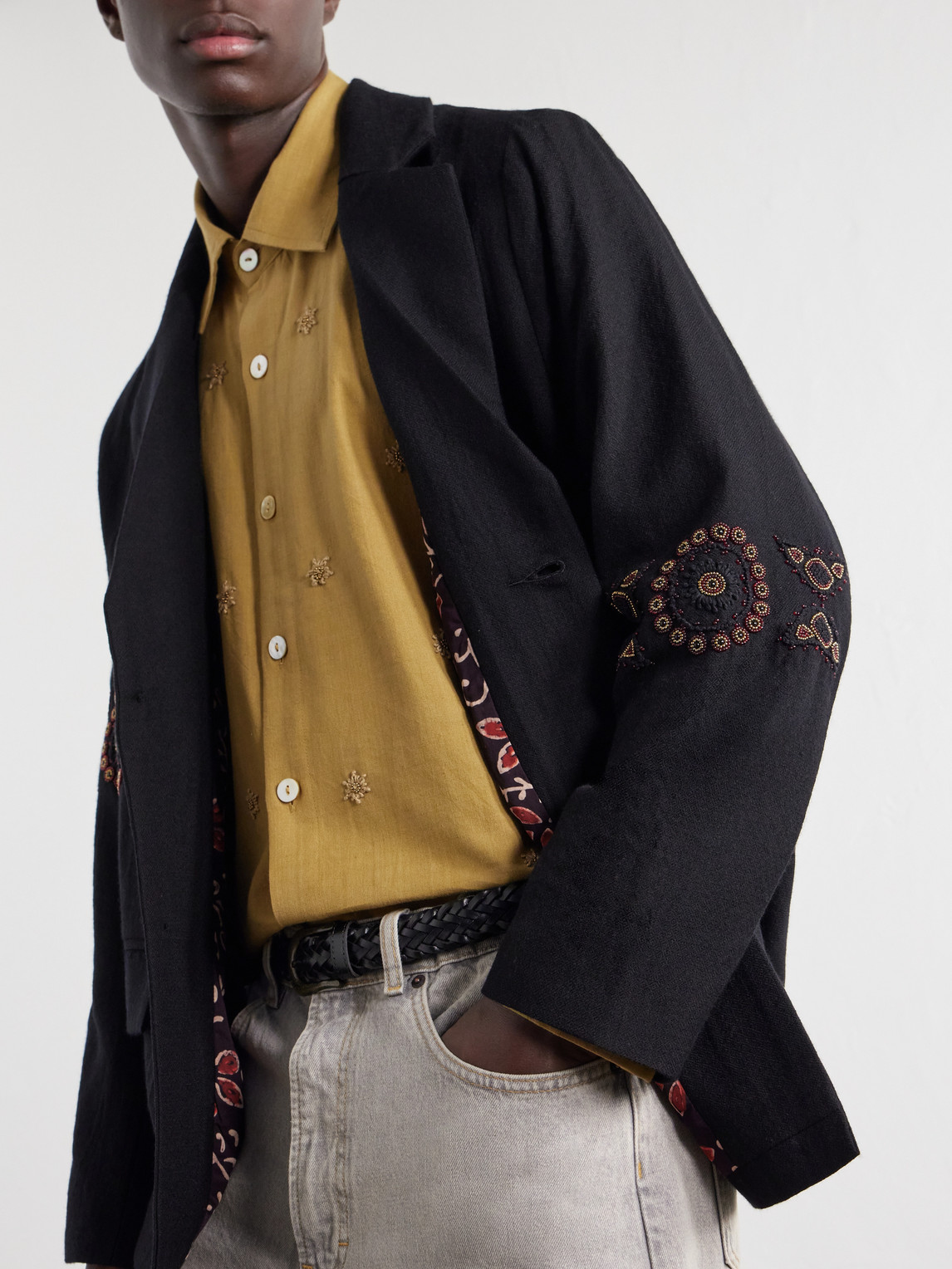 Embroidered Wool Blazer