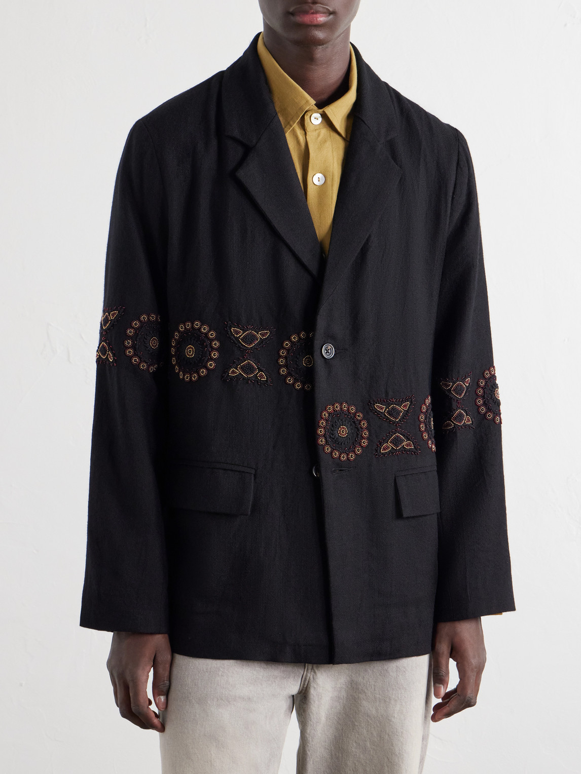 Embroidered Wool Blazer