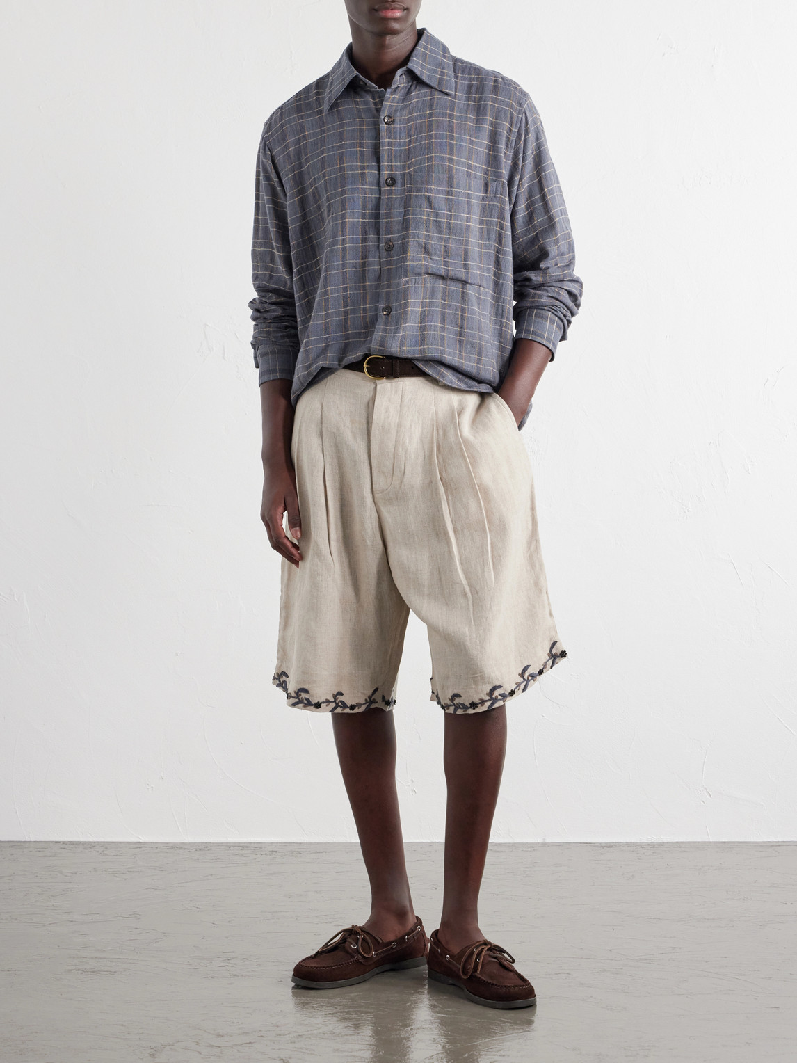 Checked Cotton And Silk-Blend Shirt