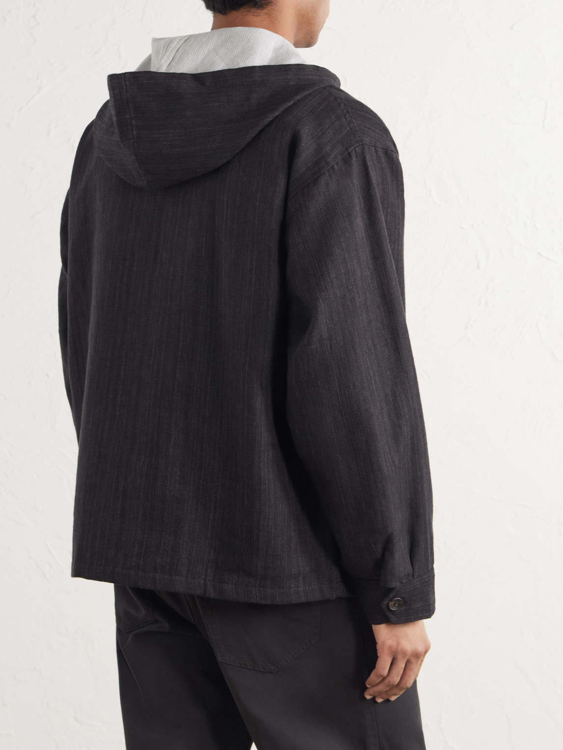 Hooded Embroidered Wool And Linen-Blend Canvas Jacket