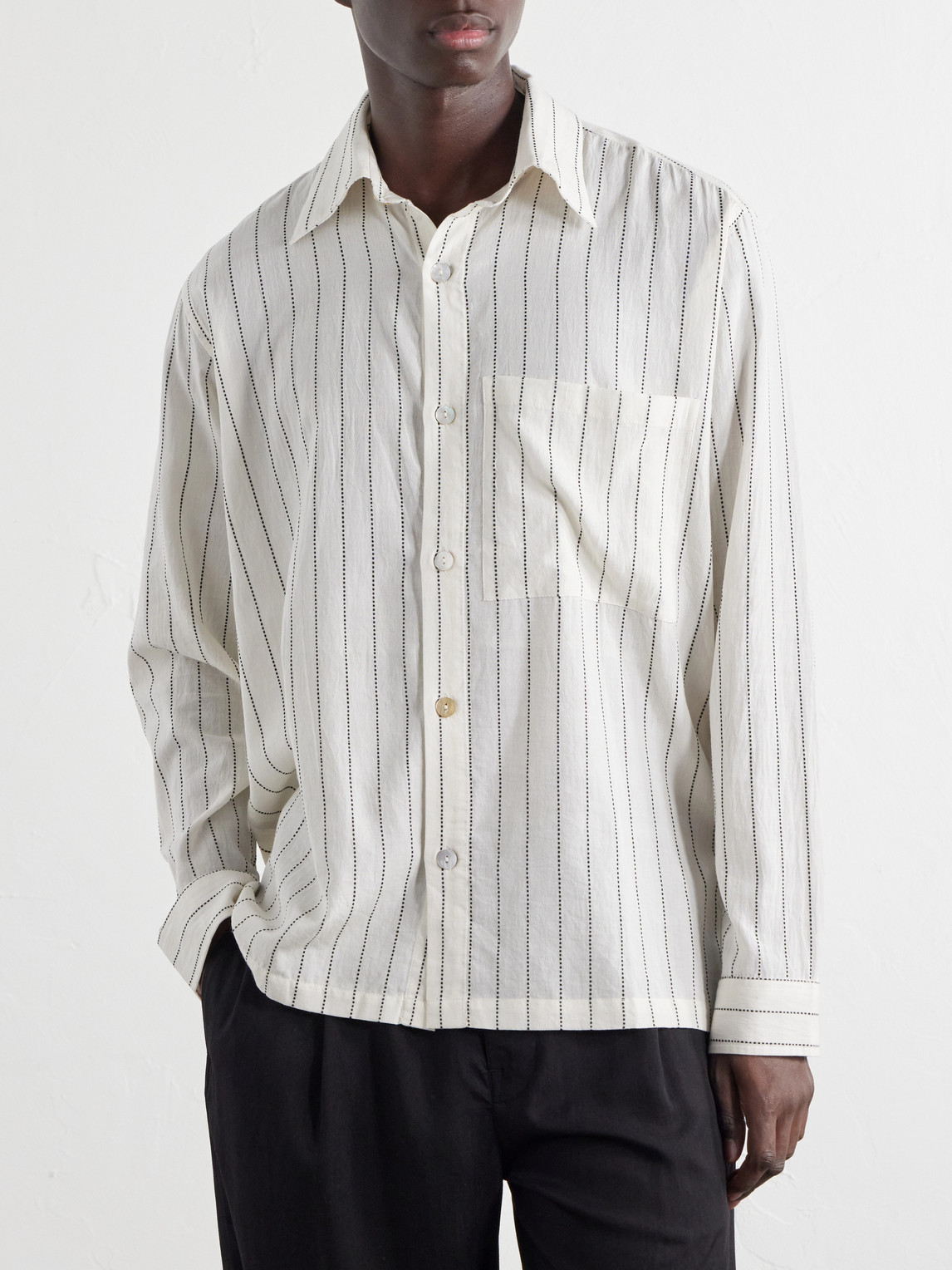 Pinstriped Cotton-Canvas Shirt